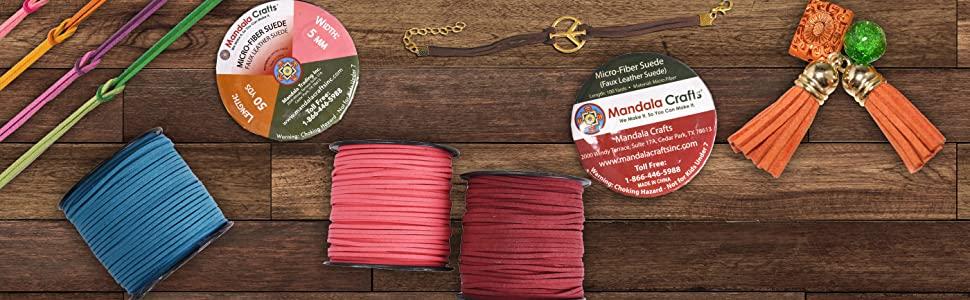 Mandala Crafts 138 Yards Jewelry Making Flat Micro Fiber Lace Faux Suede Leather Cord (5mm, 25 Rolls Combo)