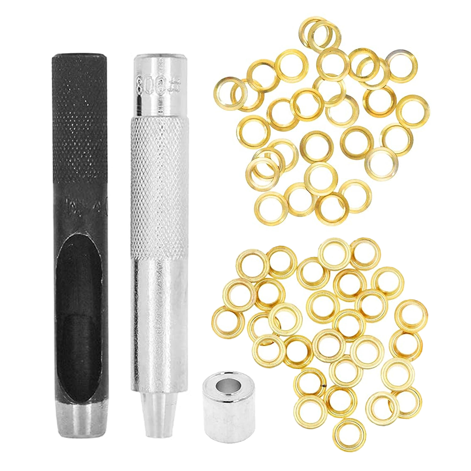 Mandala Crafts Grommet Eyelet Kit with Setting Tools for Leather, Fabric, Boots, Tarp Repair, Sewing 100 Sets Gold Tone 2/5 Inch Inner Diameter