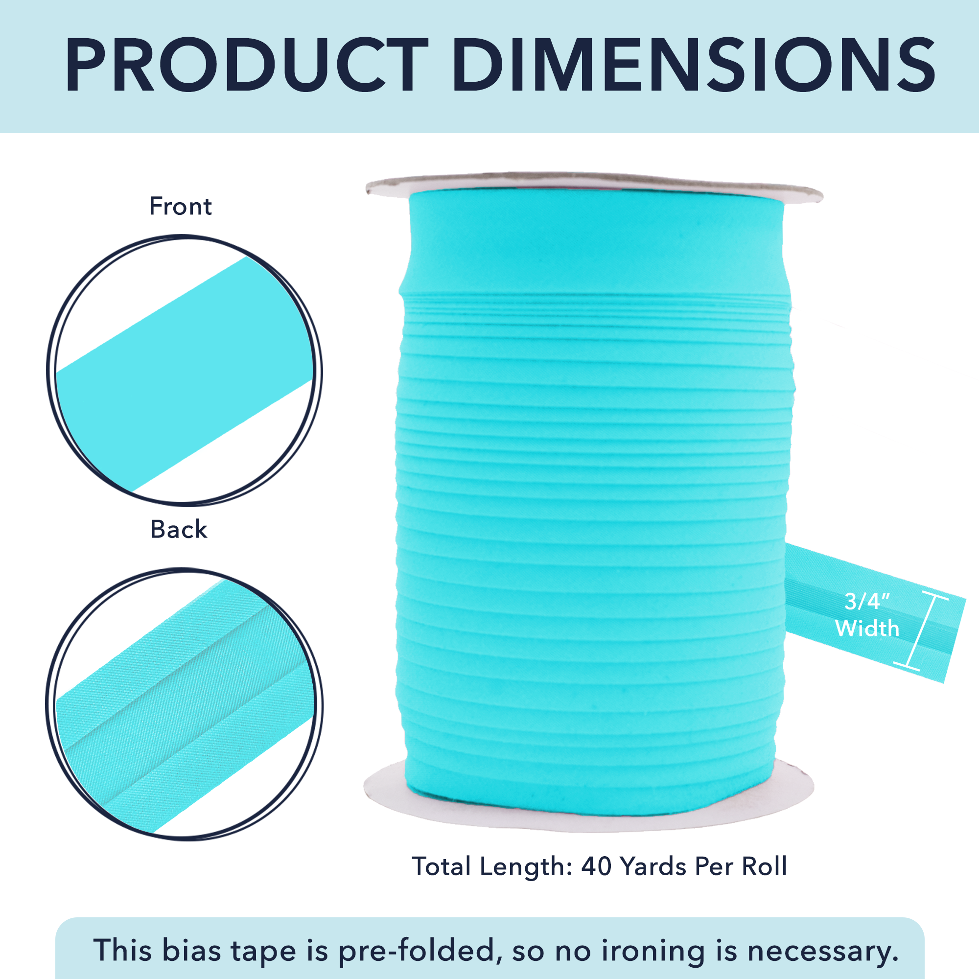 3/4 Inch Fabric Single Fold Bias Tape for Sewing Piping Hemming - 40 Yds Bias Tape Blanket Quilt Bias Binding Tape - Seam Binding Tape