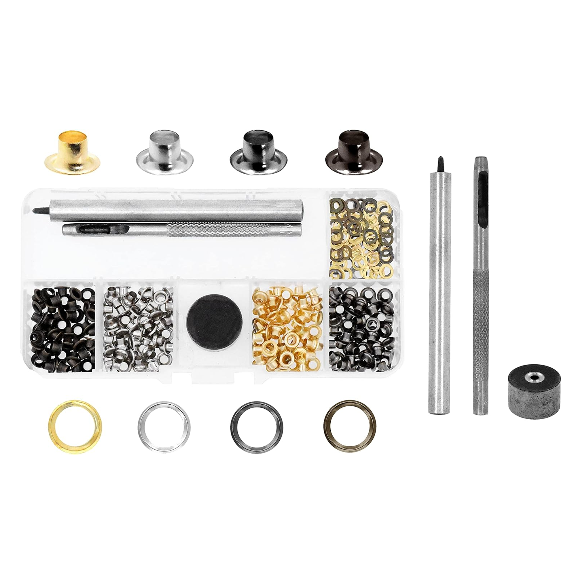 Grommet Eyelet Kit with Setting Tools for Leather, Fabric, Boots, Tarp Repair, Sewing