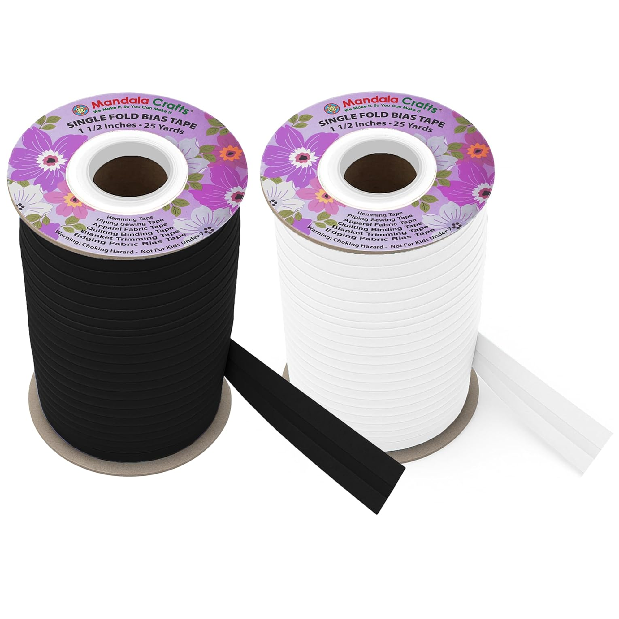 1 1/2 Inch Fabric Single Fold Bias Tape for Sewing Piping Hemming - 25 Yds Bias Tape Blanket Quilt Bias Binding Tape - Seam Binding Tape