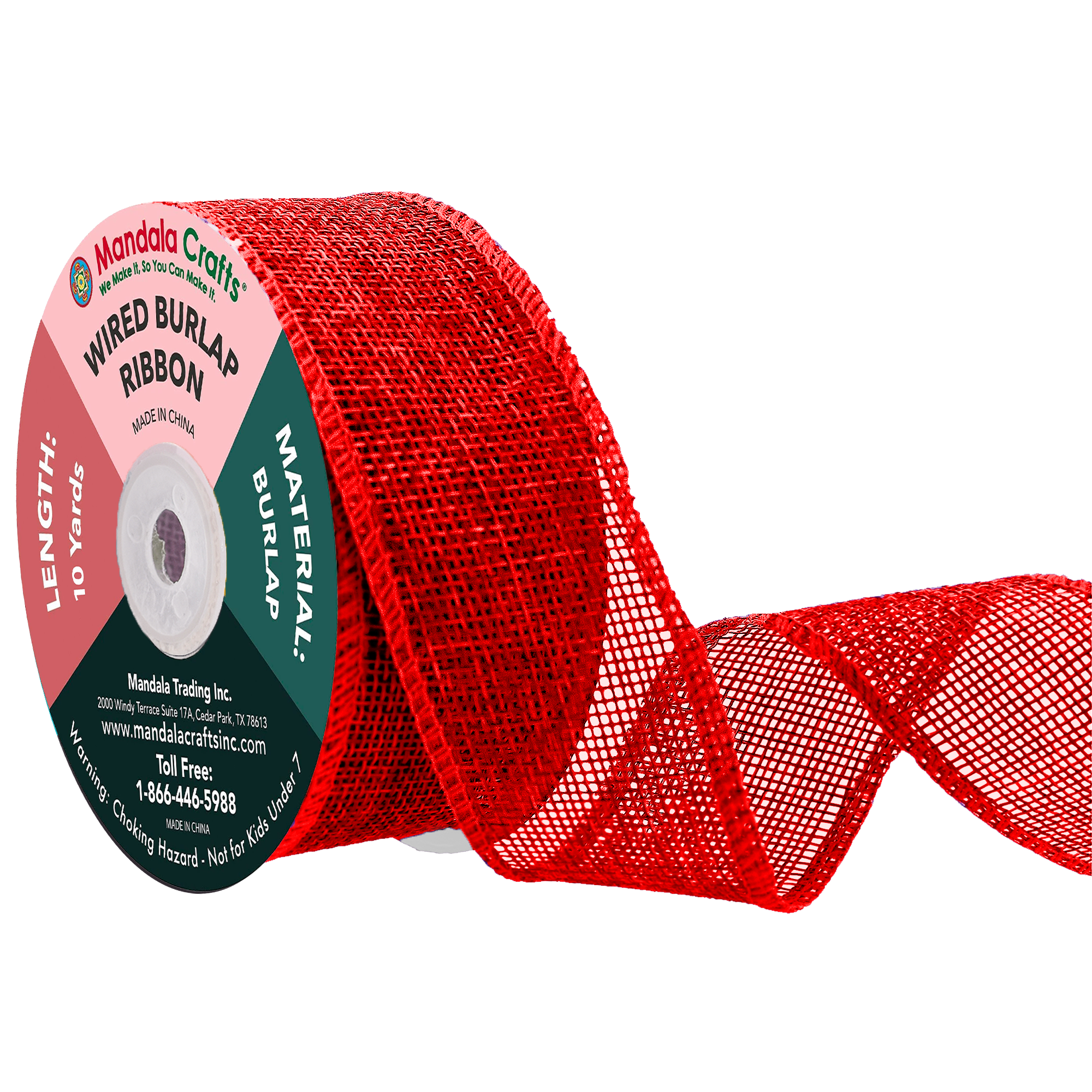 Mandala Crafts Wired Burlap Ribbon for Wreath, Crafts, Fall, Holiday, Wedding Decoration, Tree, Gift Wrap, 10 Yards