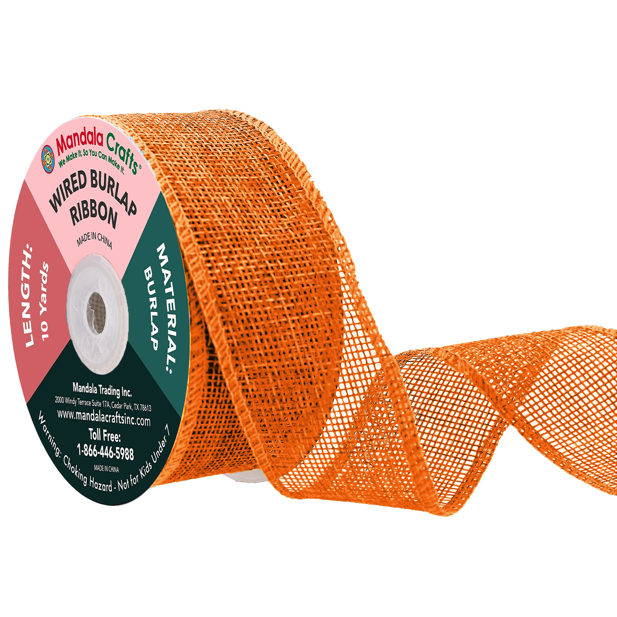 Mandala Crafts Wired Burlap Ribbon for Wreath, Crafts, Fall, Holiday, Wedding Decoration, Tree, Gift Wrap, 10 Yards