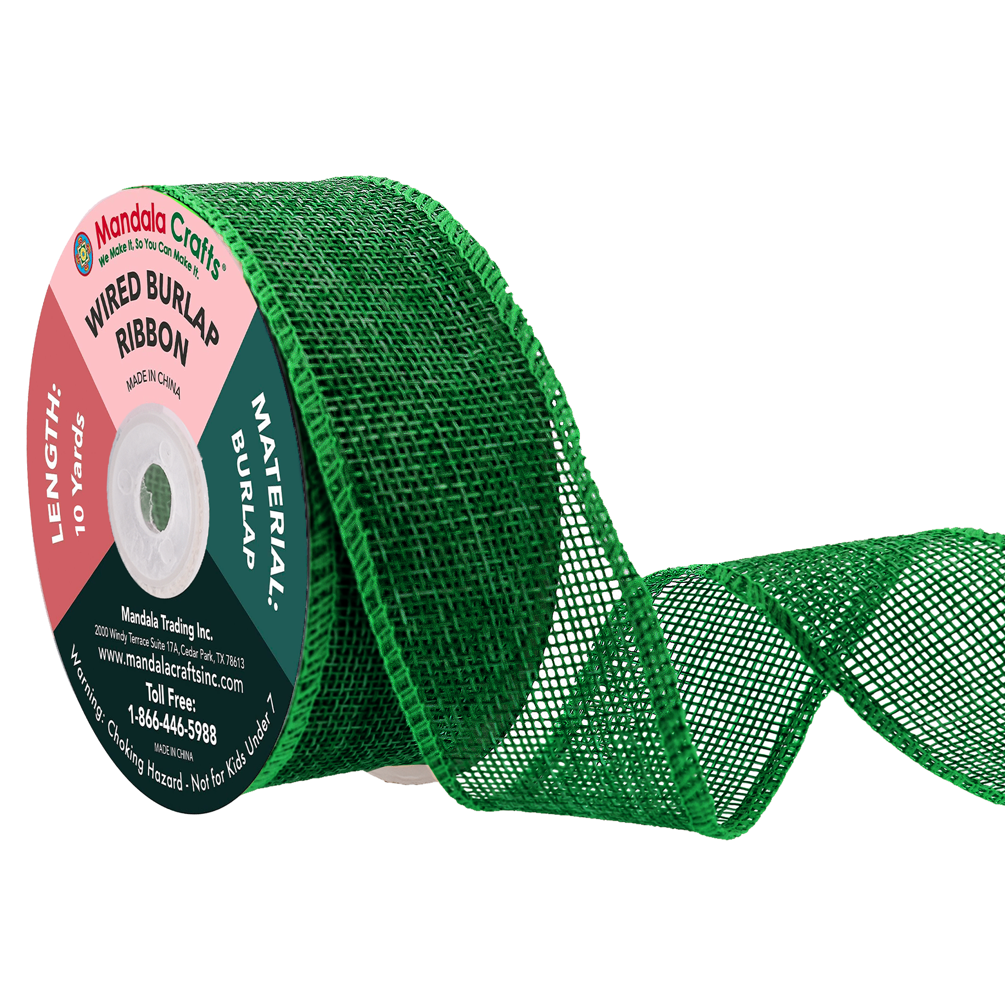 Mandala Crafts Wired Burlap Ribbon for Wreath, Crafts, Fall, Holiday, Wedding Decoration, Tree, Gift Wrap, 10 Yards