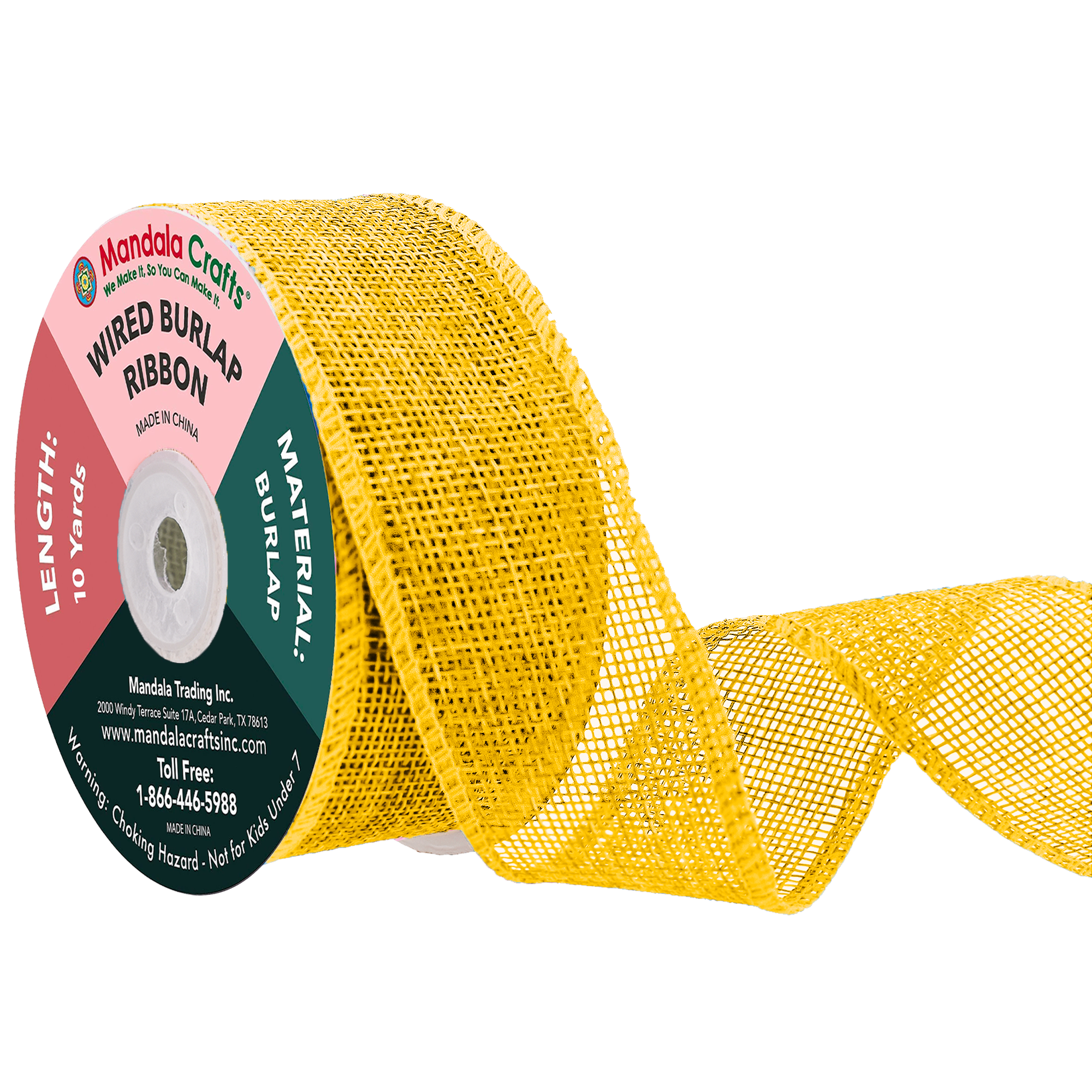 Mandala Crafts Wired Burlap Ribbon for Wreath, Crafts, Fall, Holiday, Wedding Decoration, Tree, Gift Wrap, 10 Yards