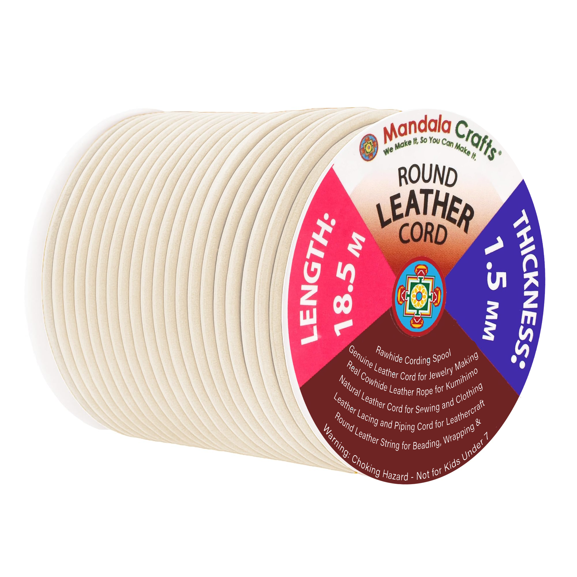 Round Cowhide Genuine Leather String Cord, Natural Rawhide Rope for Jewelry Making, Kumihimo Braiding, Shoelaces