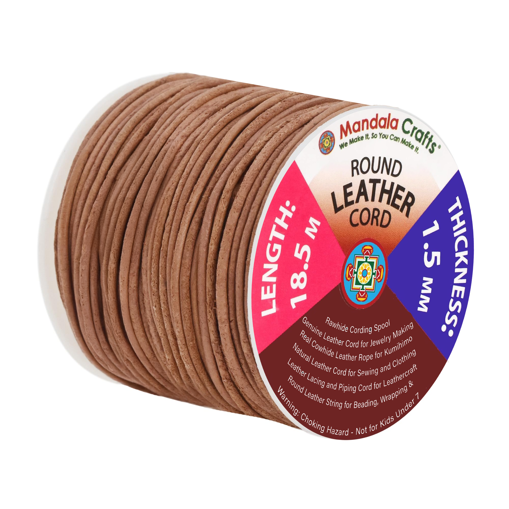 Round Cowhide Genuine Leather String Cord, Natural Rawhide Rope for Jewelry Making, Kumihimo Braiding, Shoelaces