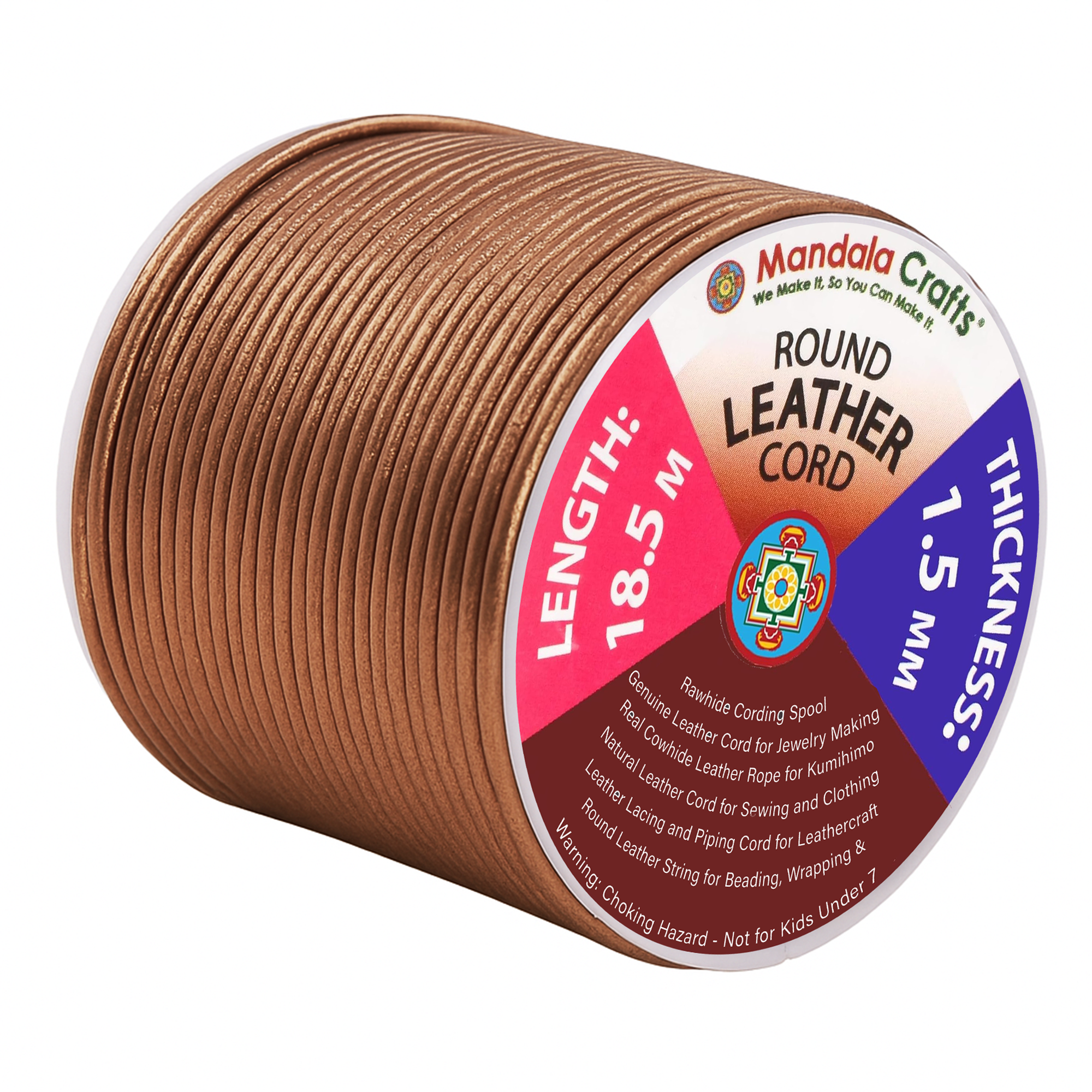 Round Cowhide Genuine Leather String Cord, Natural Rawhide Rope for Jewelry Making, Kumihimo Braiding, Shoelaces