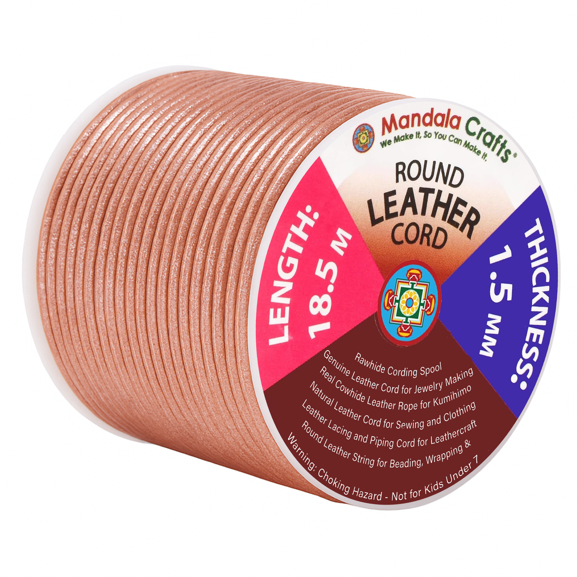 Round Cowhide Genuine Leather String Cord, Natural Rawhide Rope for Jewelry Making, Kumihimo Braiding, Shoelaces