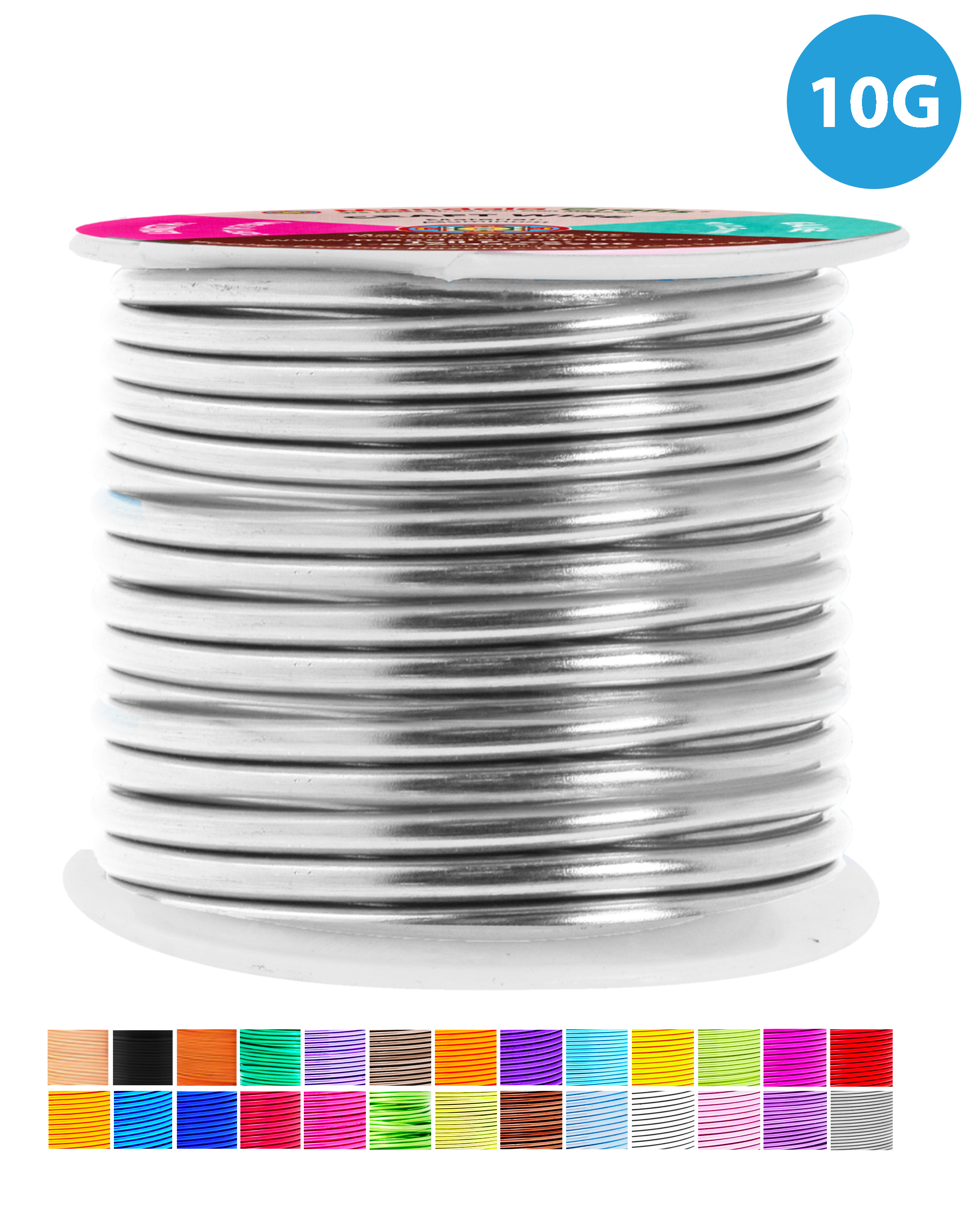 10 Gauge Anodized Aluminum Craft Wire for Jewelry Making - Bendable Flexible Crafting Wire 10 Gauge Wire Colored for Bonsai - Armature Wire for Sculpting - 32 feet