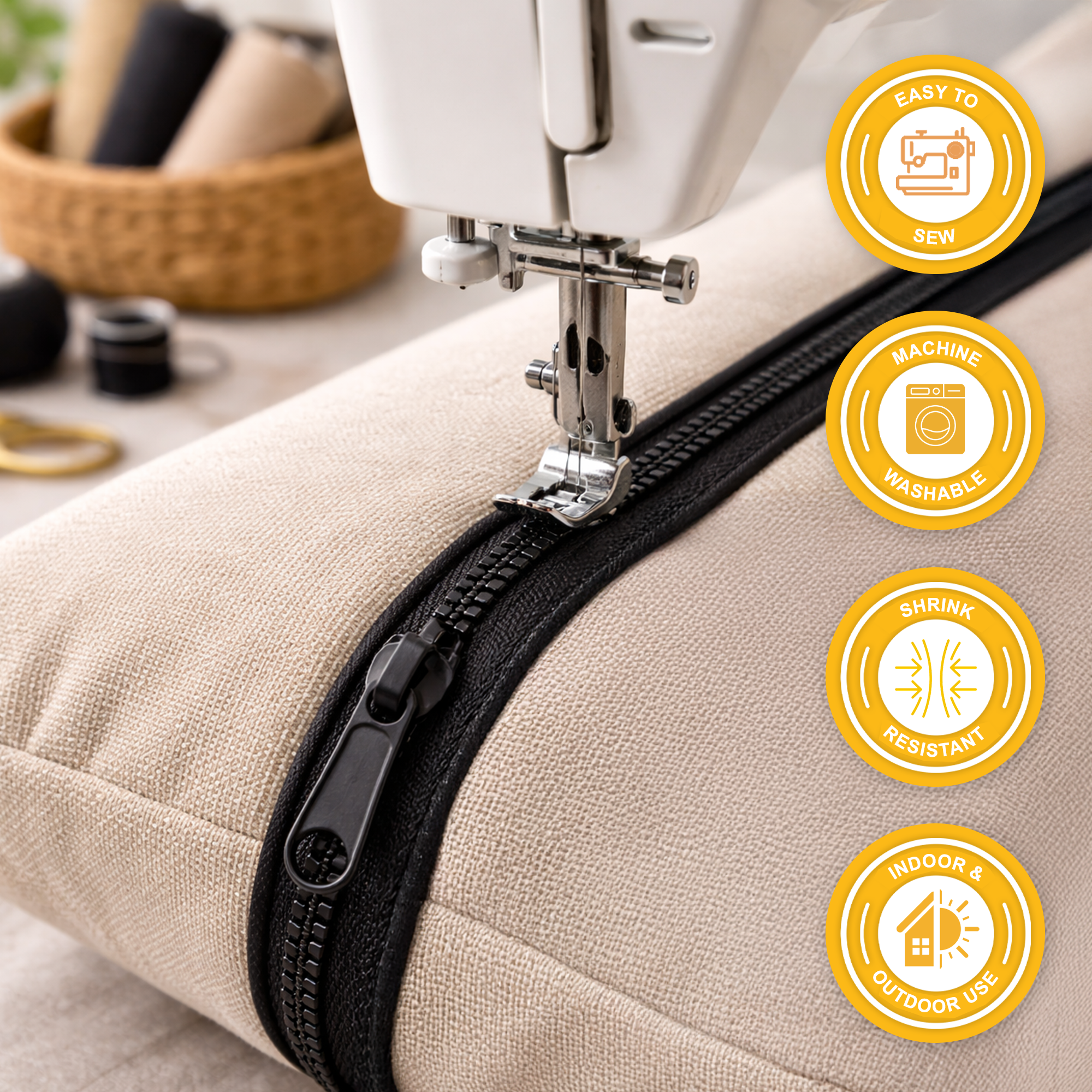 Plastic Zipper by The Yard Bulk 5 Yard Black Zipper Roll for Sewing, Replacement, Upholstery with 10 Sliders, Size 5 Coil; by Mandala Crafts