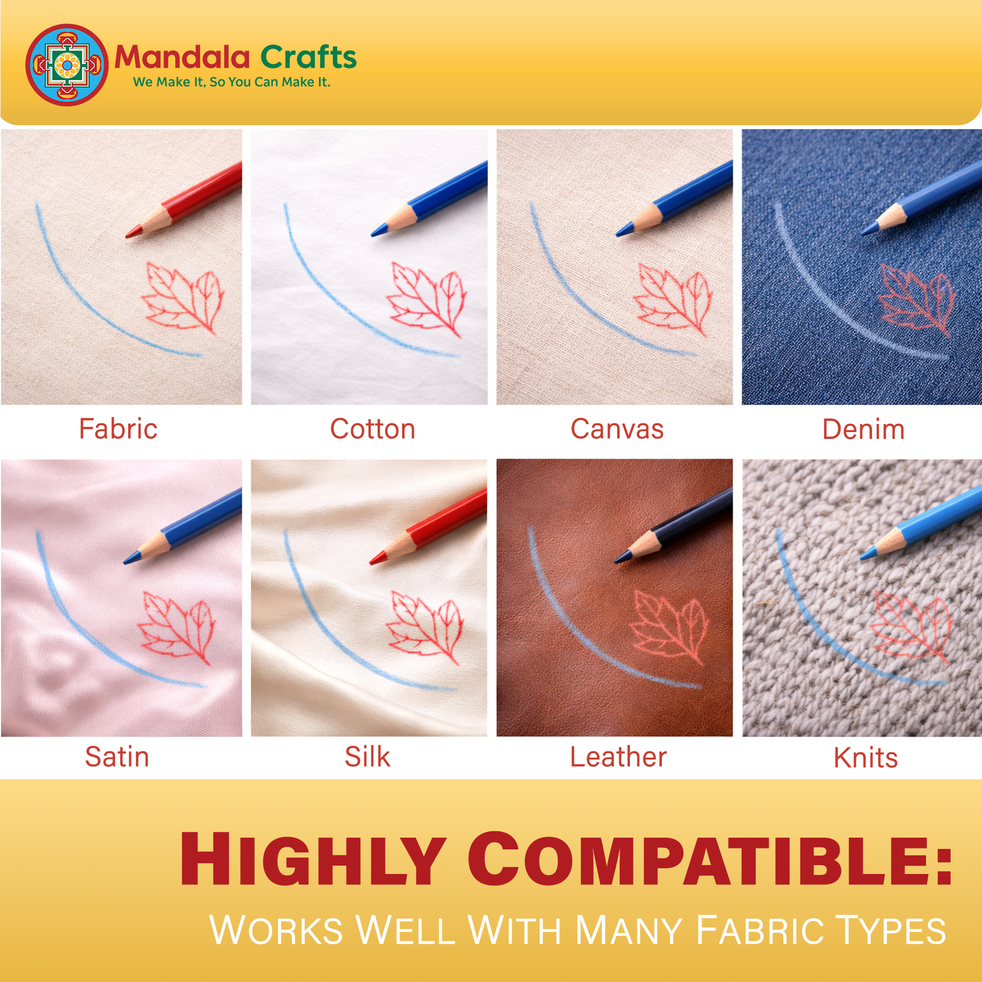 Mandala Crafts 12 Water Soluble Pencils for Fabric Marking - Washable Fabric Pencil for Sewing - Quilting Embroidery Tailor Dressmaker Sewing Pencil for Fabric