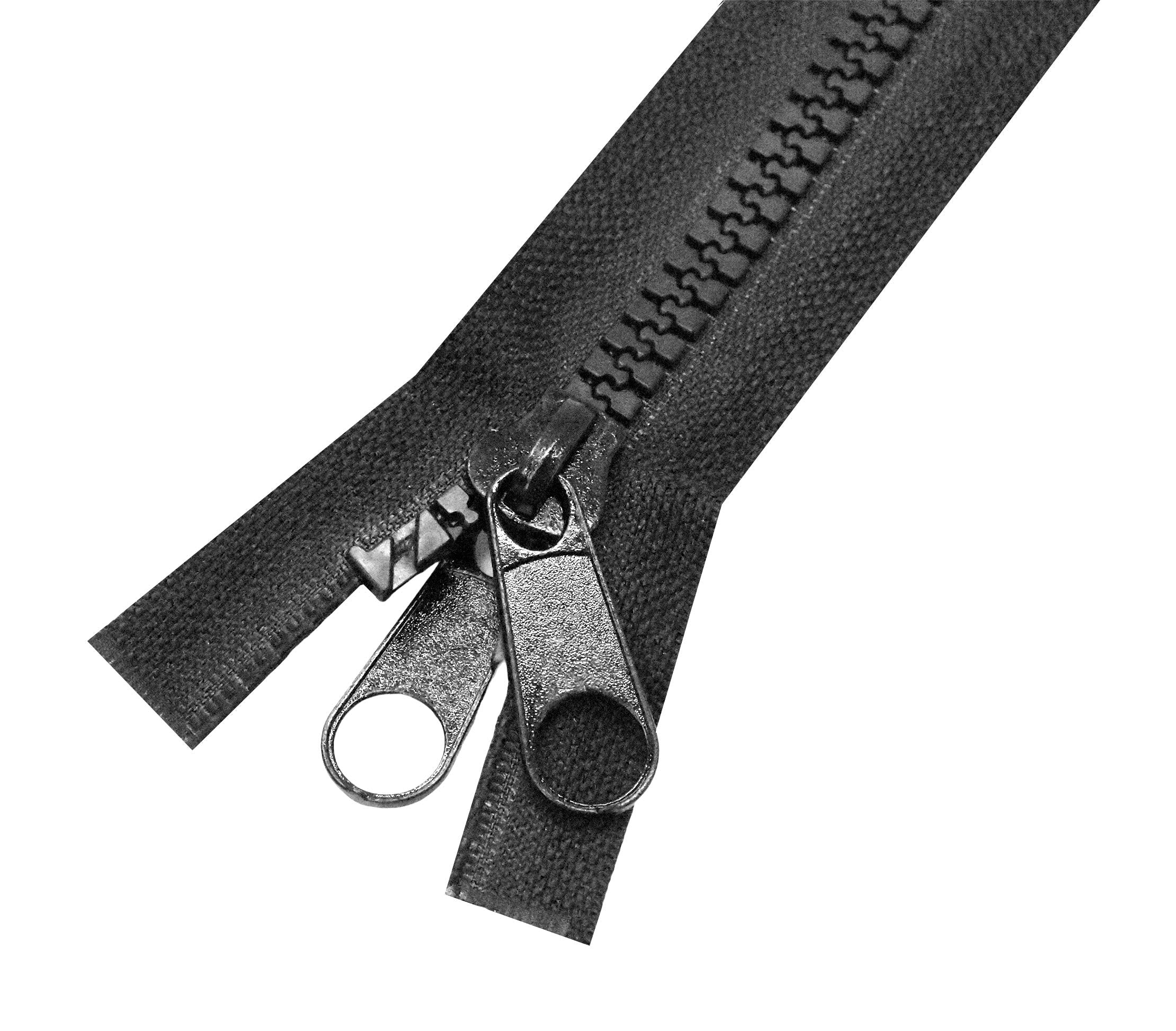 #5 Heavy Duty Zipper Separating Plastic Zipper with Double Pull Tab Slider for Sewing Sleeping Bag Boat Cover Trampoline Dog Bag Tent by Mandala Crafts 2 PCs