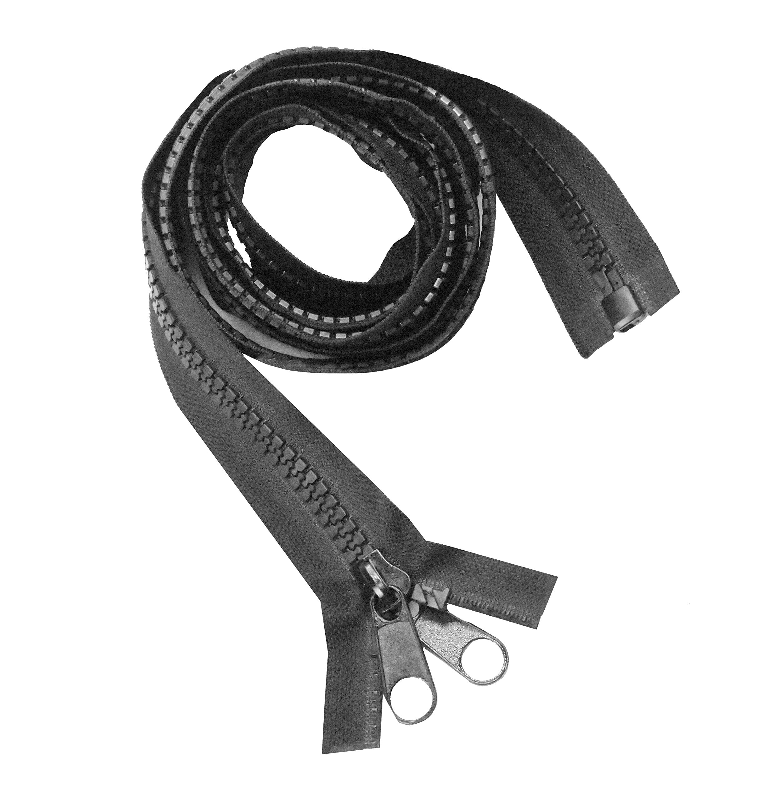 #5 Heavy Duty Zipper Separating Plastic Zipper with Double Pull Tab Slider for Sewing Sleeping Bag Boat Cover Trampoline Dog Bag Tent by Mandala Crafts 2 PCs
