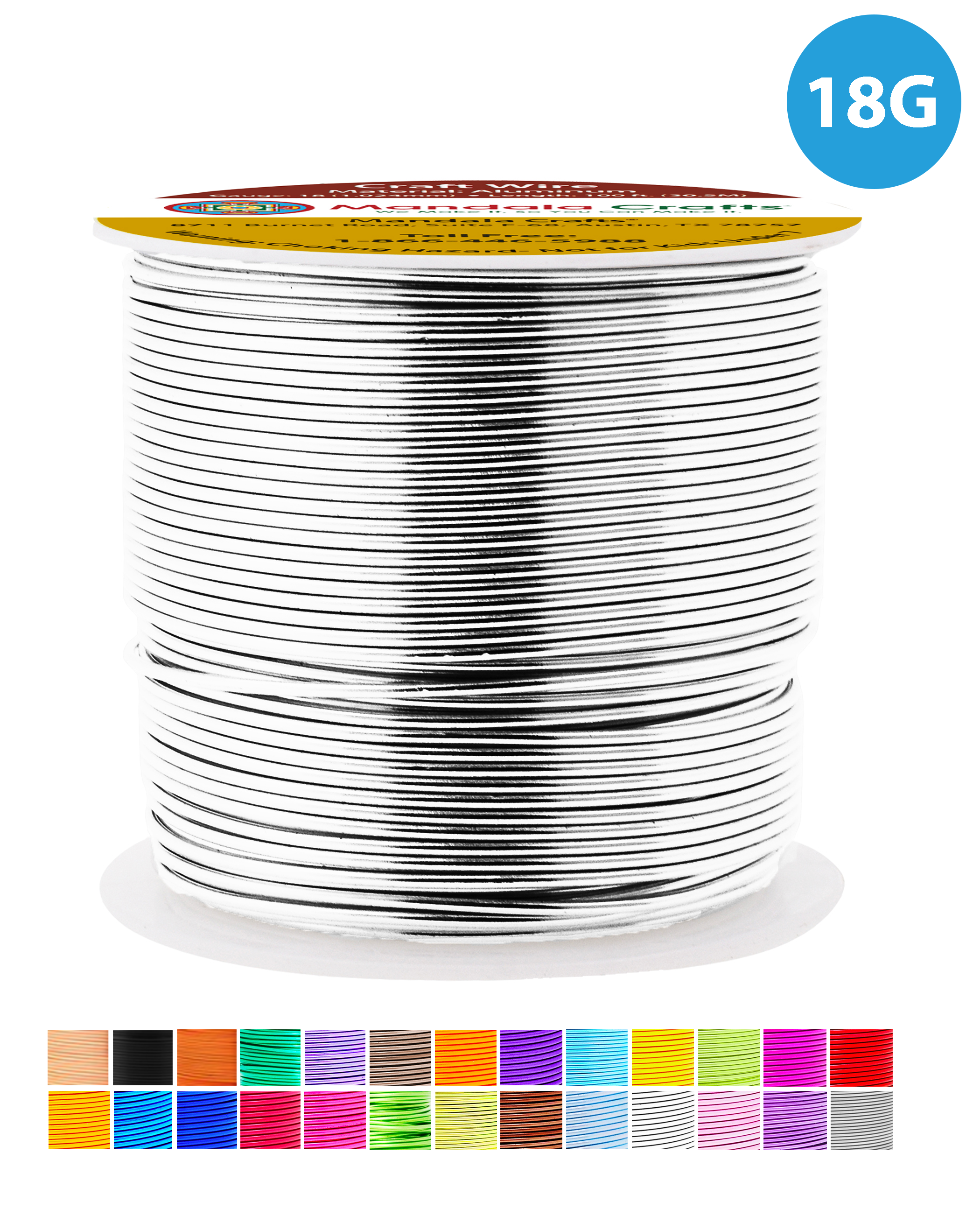18 Gauge Anodized Aluminum Craft Wire for Jewelry Making - Bendable Flexible Crafting Wire 18 Gauge Wire Colored for Bonsai - Armature Wire for Sculpting - 100 feet