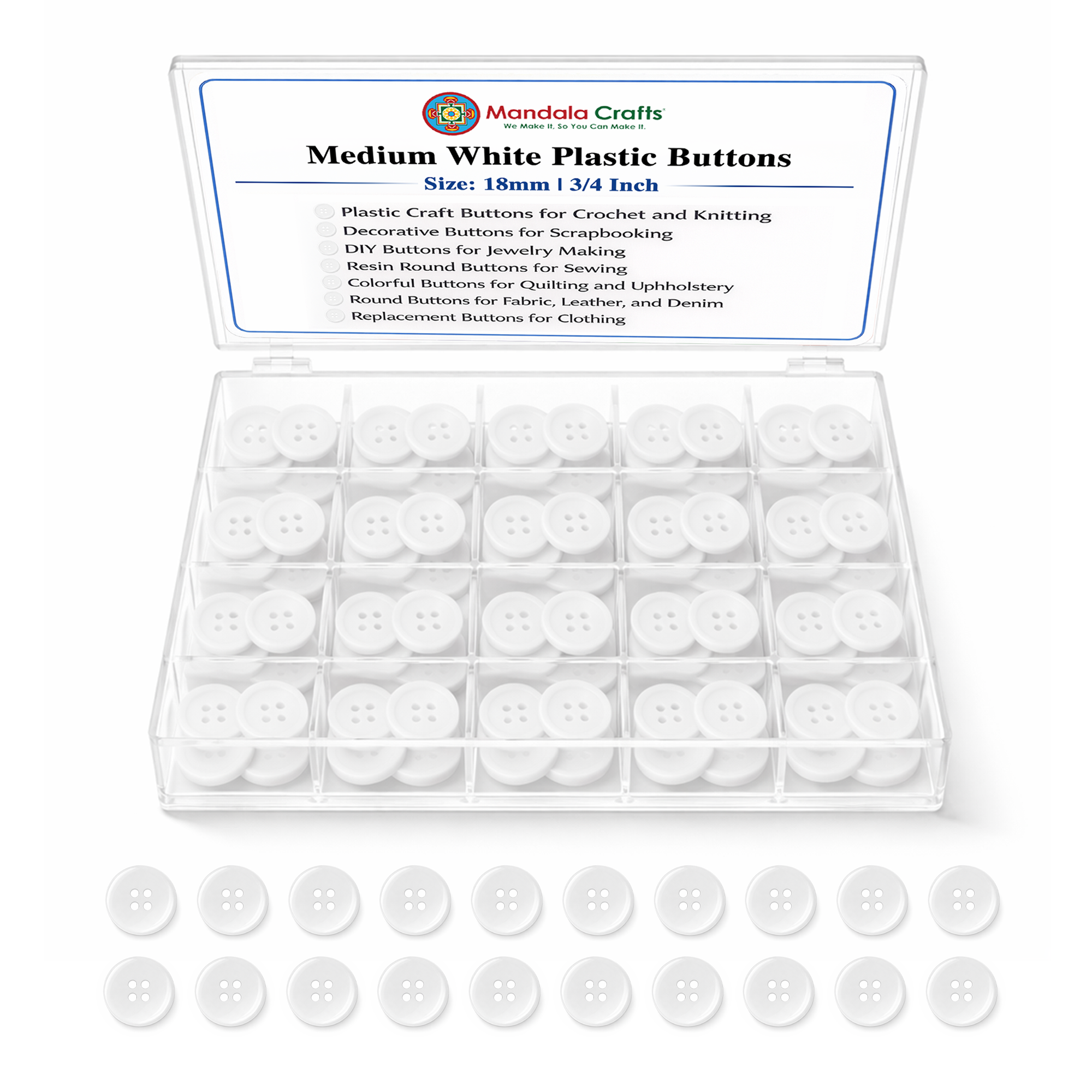 Mandala Crafts Assorted Plastic Sewing Buttons for Sewing Crafts Clothes Coats Bulk Wholesale Pack
