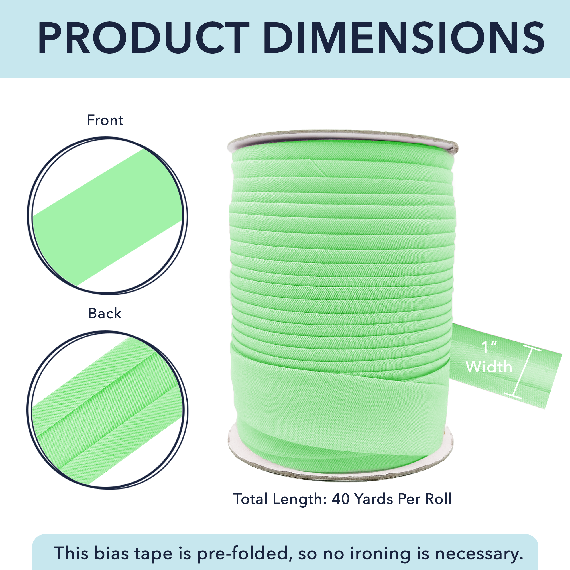 1 Inch Fabric Single Fold Bias Tape for Sewing Piping Hemming - 40 Yds Bias Tape Blanket Quilt Bias Binding Tape - Seam Binding Tape