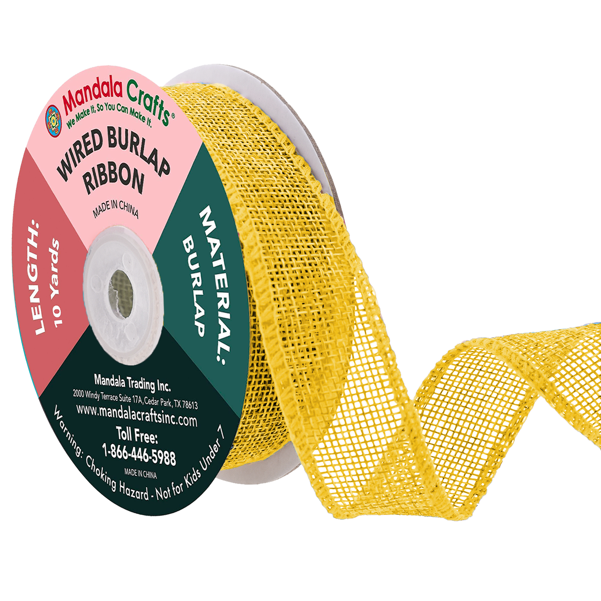 Mandala Crafts Wired Burlap Ribbon for Wreath, Crafts, Fall, Holiday, Wedding Decoration, Tree, Gift Wrap, 10 Yards