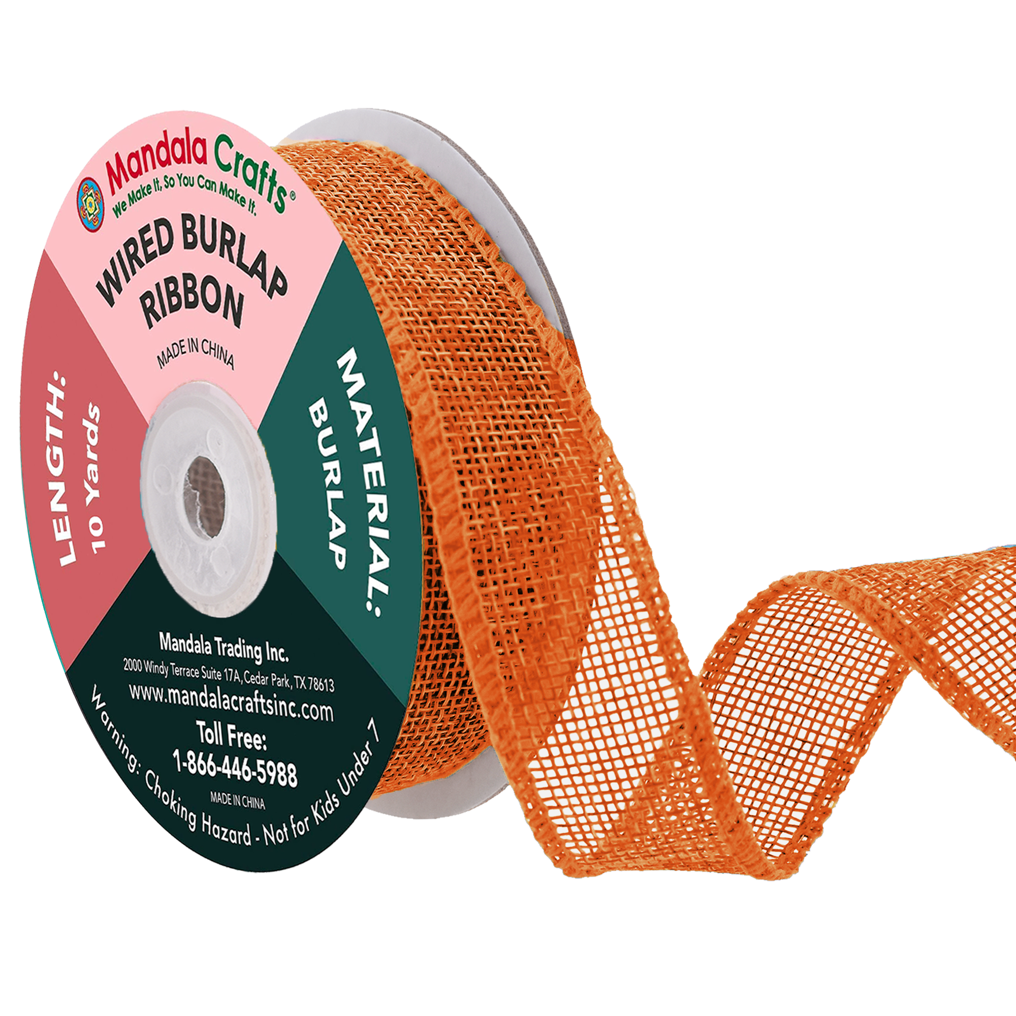 Mandala Crafts Wired Burlap Ribbon for Wreath, Crafts, Fall, Holiday, Wedding Decoration, Tree, Gift Wrap, 10 Yards