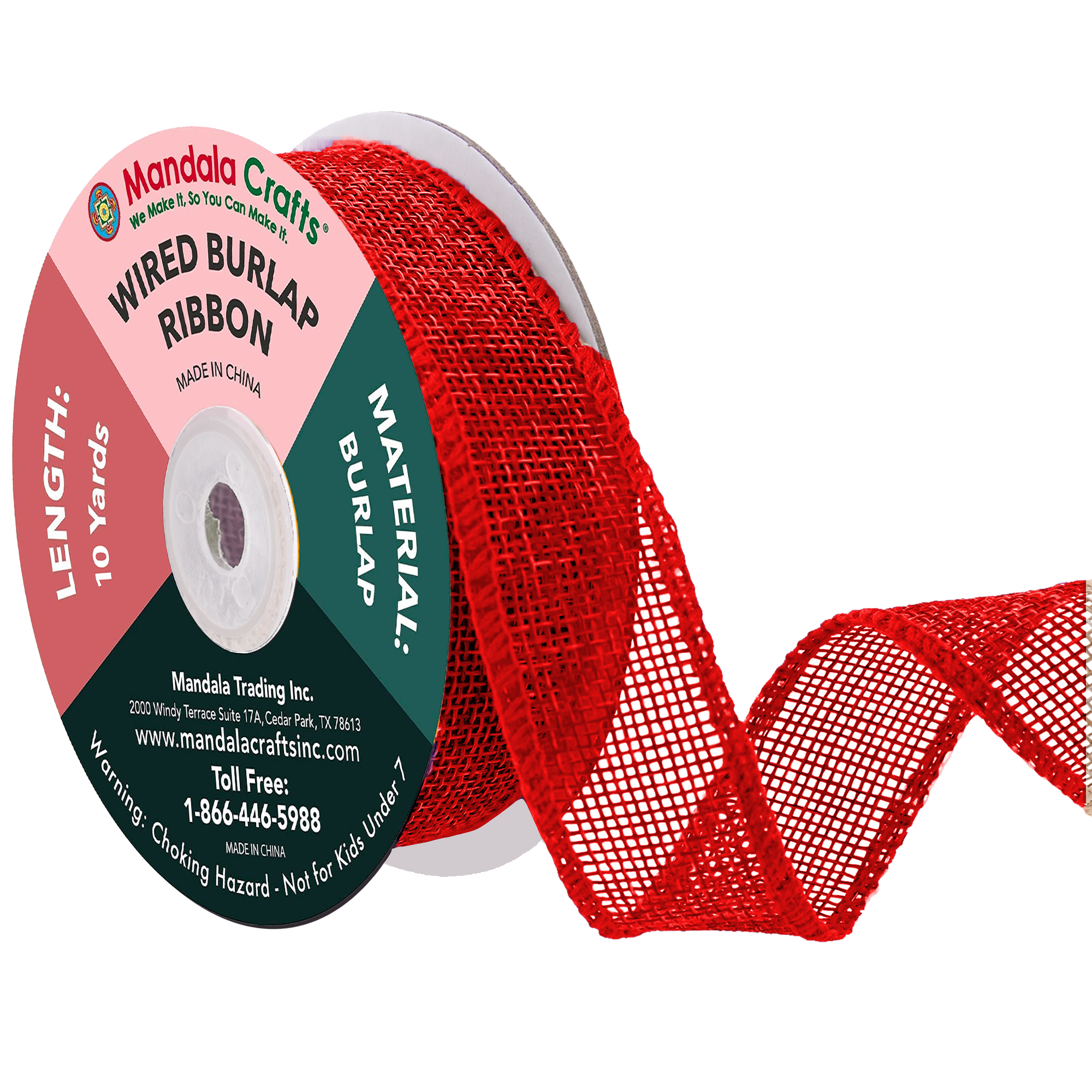 Mandala Crafts Wired Burlap Ribbon for Wreath, Crafts, Fall, Holiday, Wedding Decoration, Tree, Gift Wrap, 10 Yards