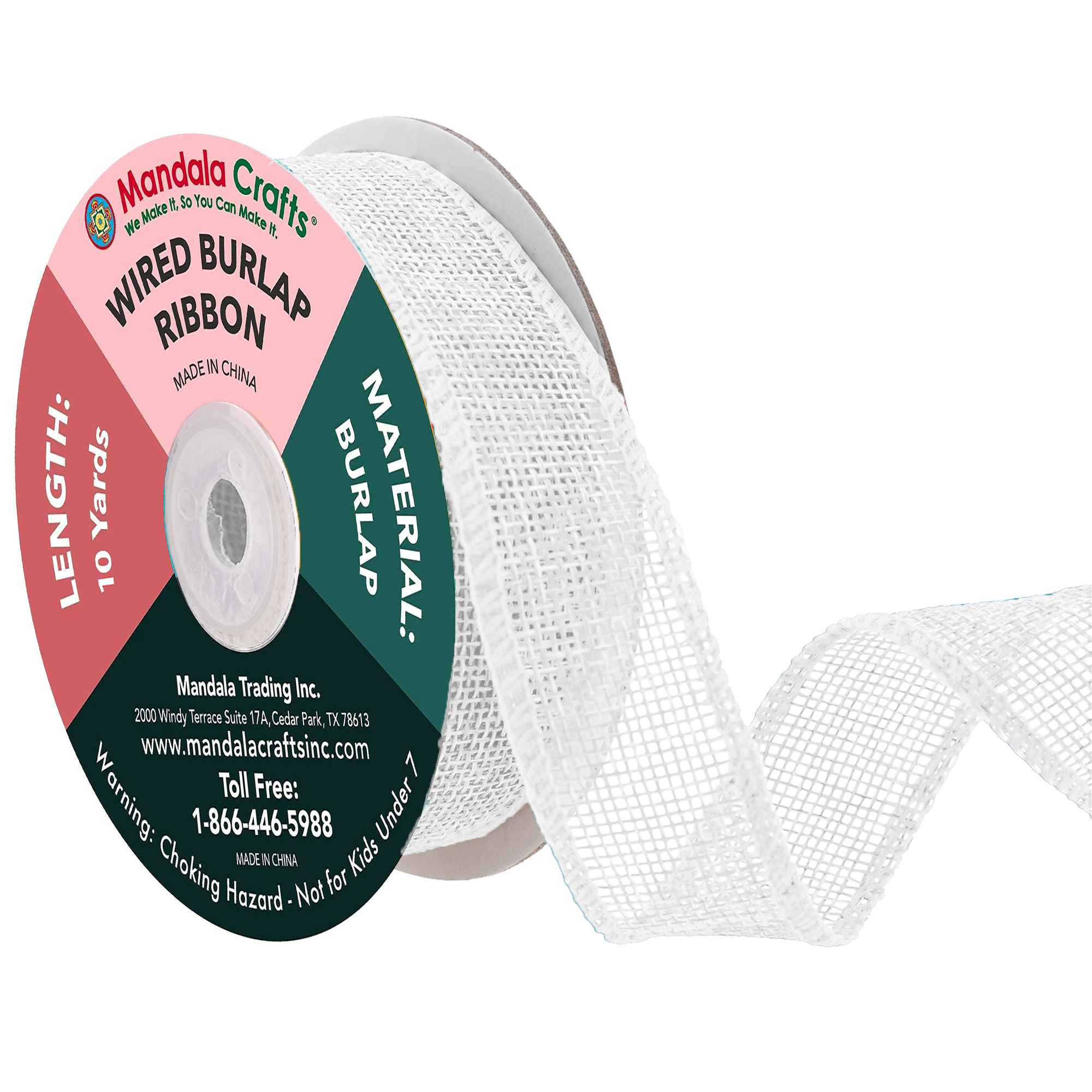 Mandala Crafts Wired Burlap Ribbon for Wreath, Crafts, Fall, Holiday, Wedding Decoration, Tree, Gift Wrap, 10 Yards