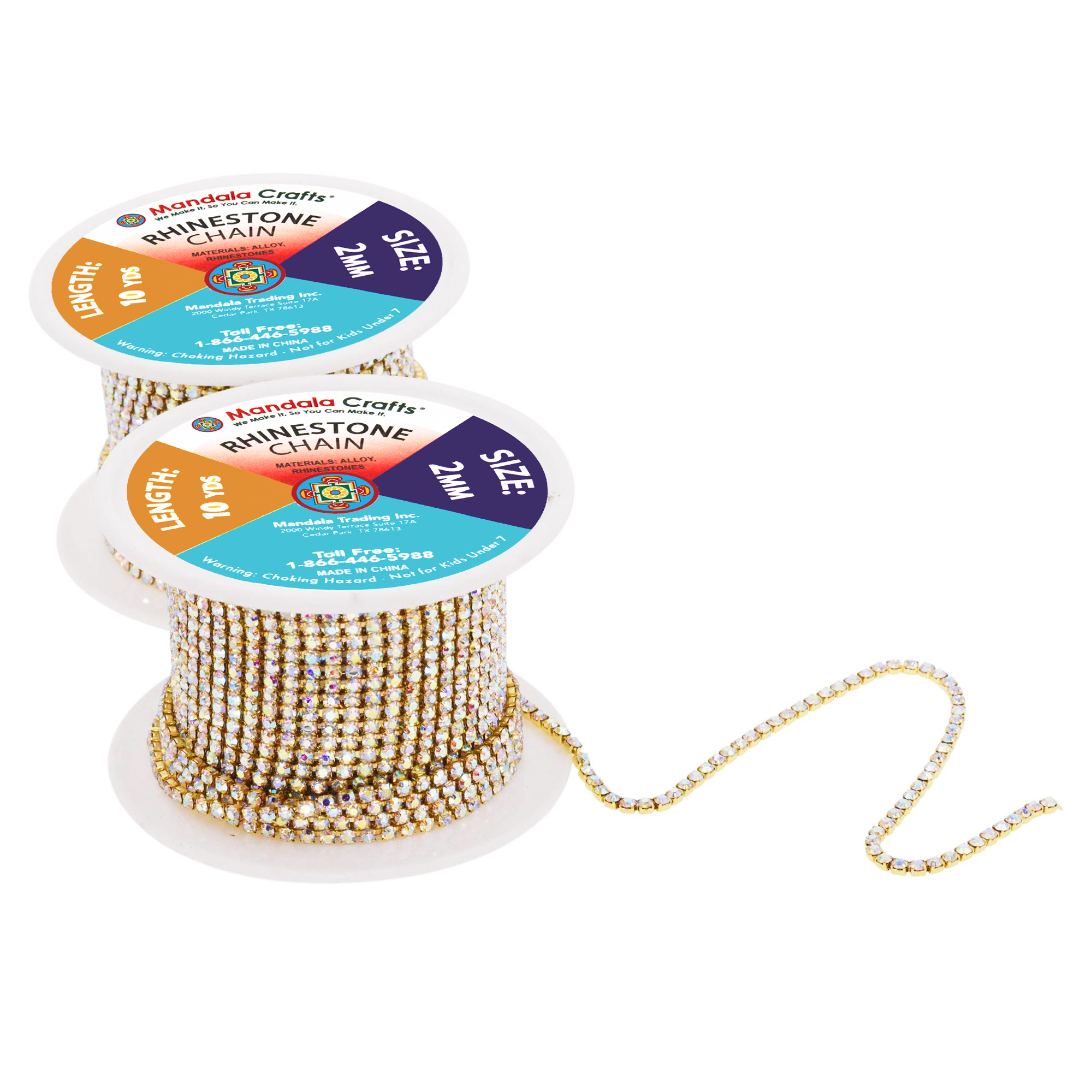 Mandala Crafts Rhinestone Cup Chain Trim Roll Jewelry Making Crystal