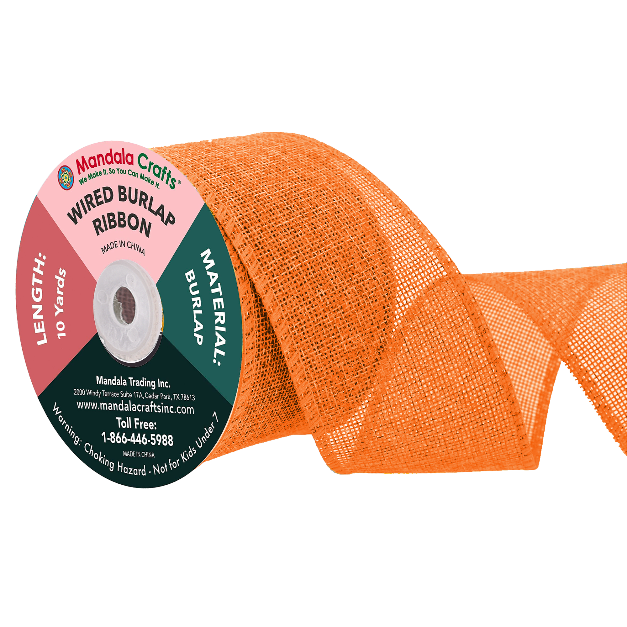 Mandala Crafts Wired Burlap Ribbon for Wreath, Crafts, Fall, Holiday, Wedding Decoration, Tree, Gift Wrap, 10 Yards