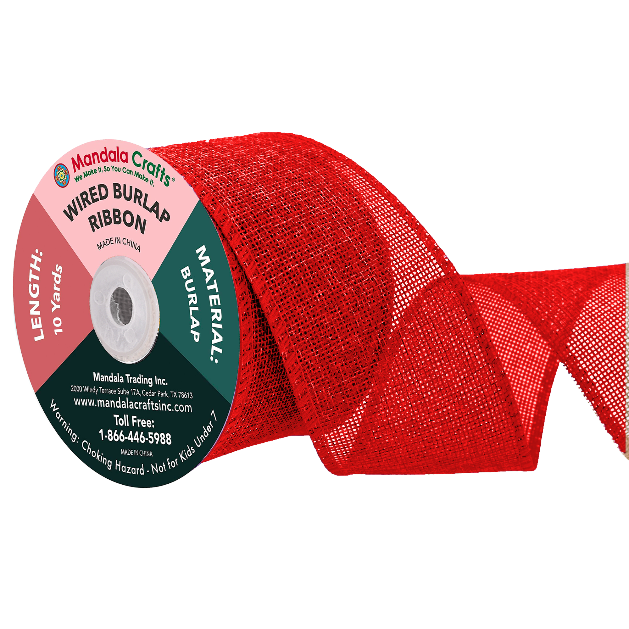 Mandala Crafts Wired Burlap Ribbon for Wreath, Crafts, Fall, Holiday, Wedding Decoration, Tree, Gift Wrap, 10 Yards