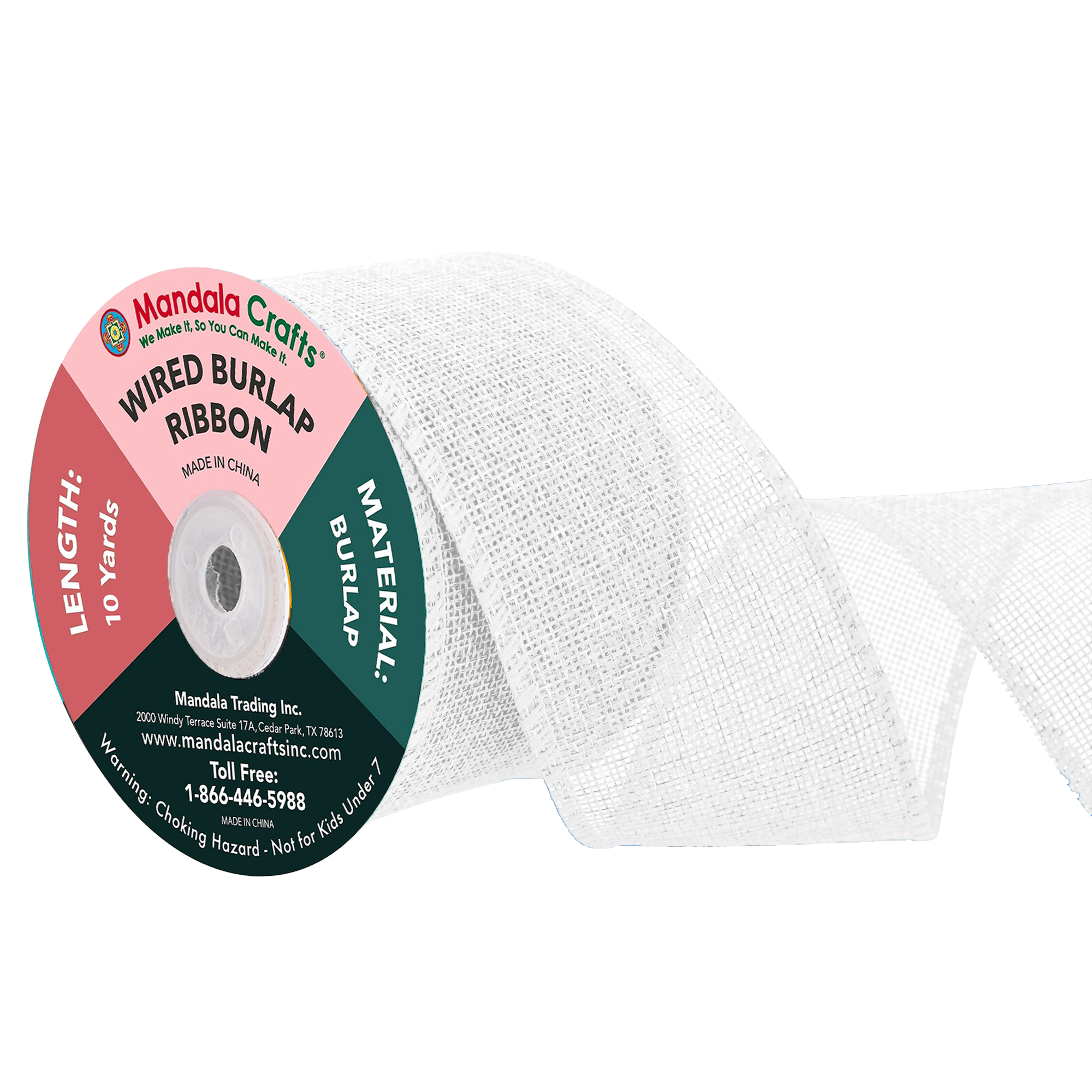 Mandala Crafts Wired Burlap Ribbon for Wreath, Crafts, Fall, Holiday, Wedding Decoration, Tree, Gift Wrap, 10 Yards