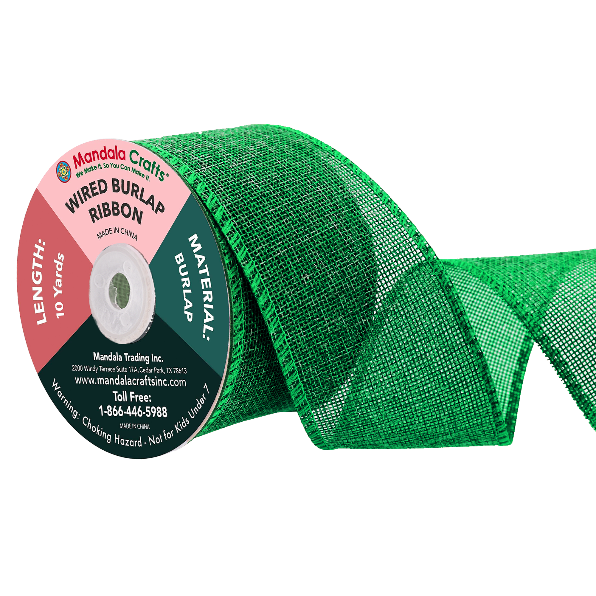 Mandala Crafts Wired Burlap Ribbon for Wreath, Crafts, Fall, Holiday, Wedding Decoration, Tree, Gift Wrap, 10 Yards