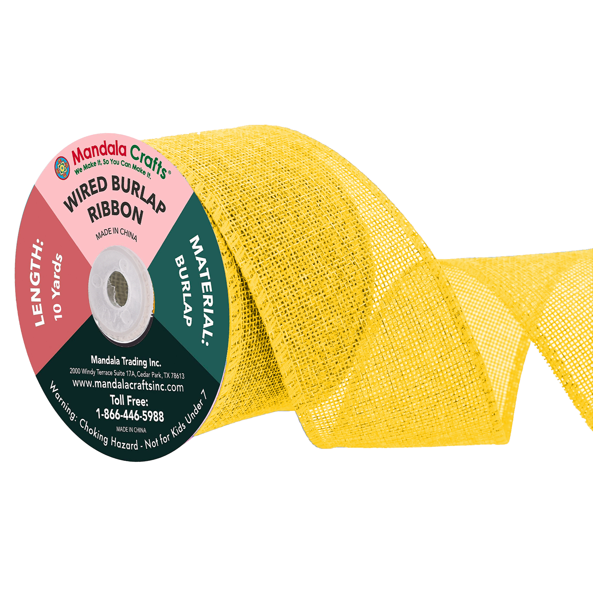 Mandala Crafts Wired Burlap Ribbon for Wreath, Crafts, Fall, Holiday, Wedding Decoration, Tree, Gift Wrap, 10 Yards