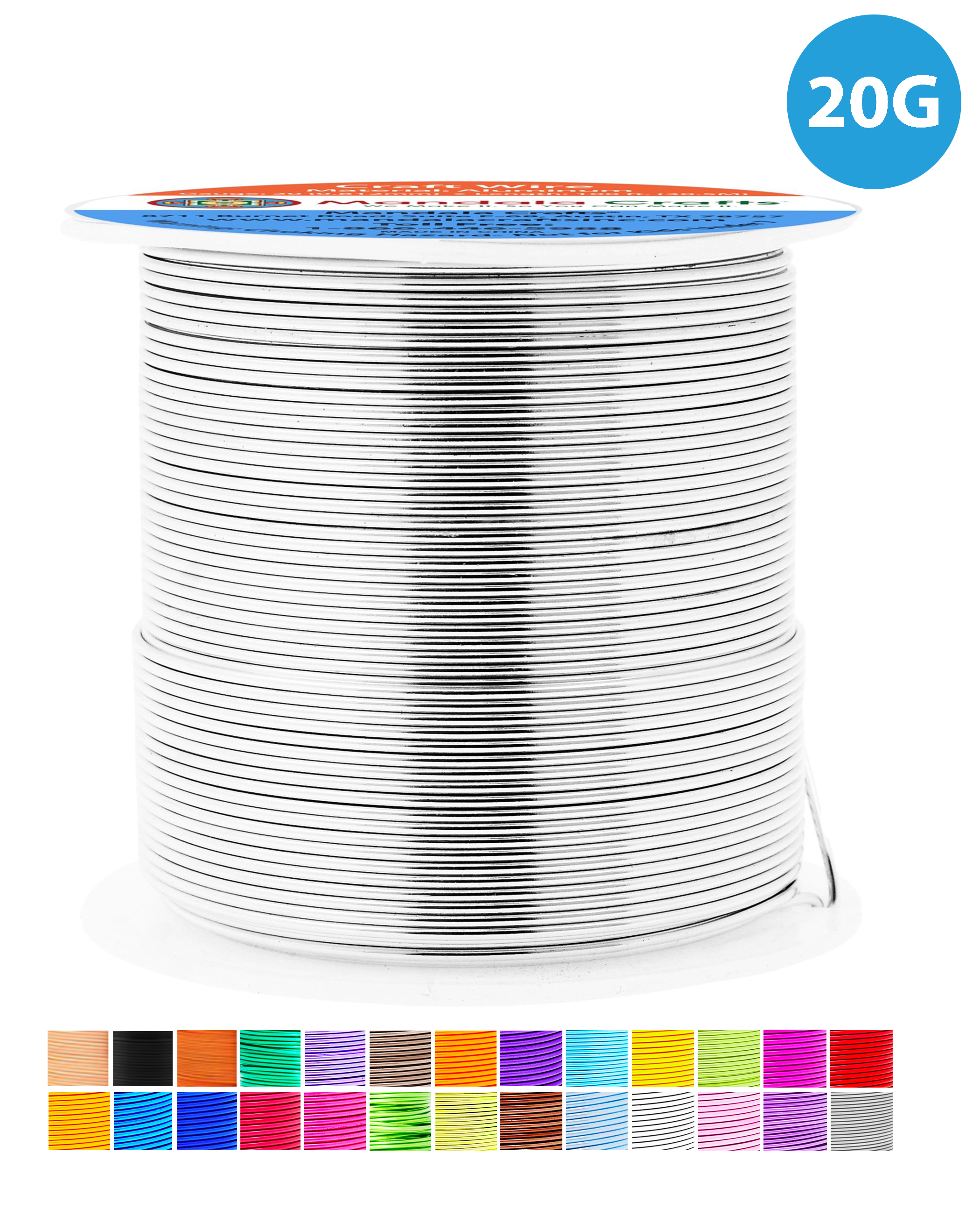 20 Gauge Anodized Aluminum Craft Wire for Jewelry Making - Bendable Flexible Crafting Wire 20 Gauge Wire Colored for Bonsai - Armature Wire for Sculpting - 100 feet