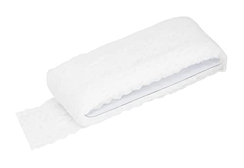 Mandala Crafts Elastic White Lace Ribbon White Lace Fabric Elastic Lace Floral Stretch Lace Elastic Trim - White Lace Trim for Sewing Lingerie Wedding Garters Gift Wrapping