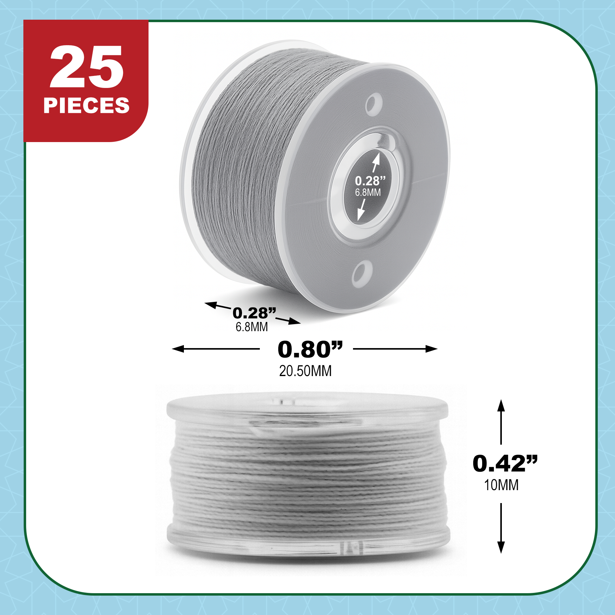 Mandala Crafts 25 Colored SA156 Prewound Bobbins for Singer Sewing Machine - SA156 Bobbins for Brother Sewing Machine - 15J Prefilled Bobbin Thread for Embroidery