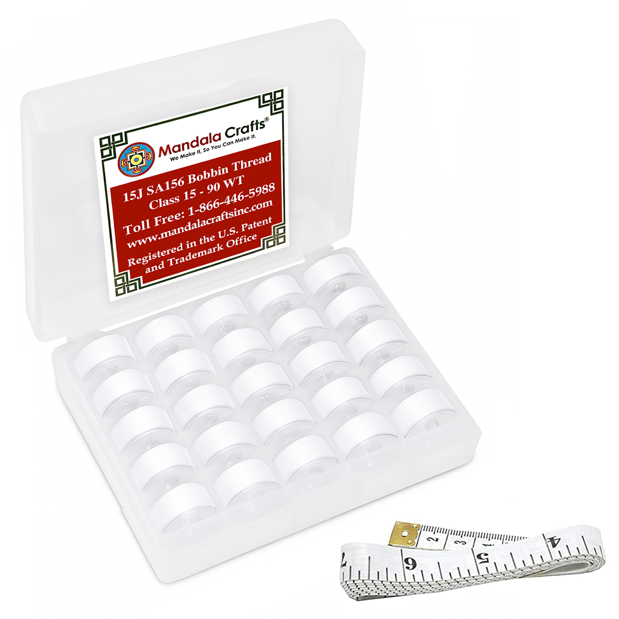 Mandala Crafts 25 Colored SA156 Prewound Bobbins for Singer Sewing Machine - SA156 Bobbins for Brother Sewing Machine - 15J Prefilled Bobbin Thread for Embroidery