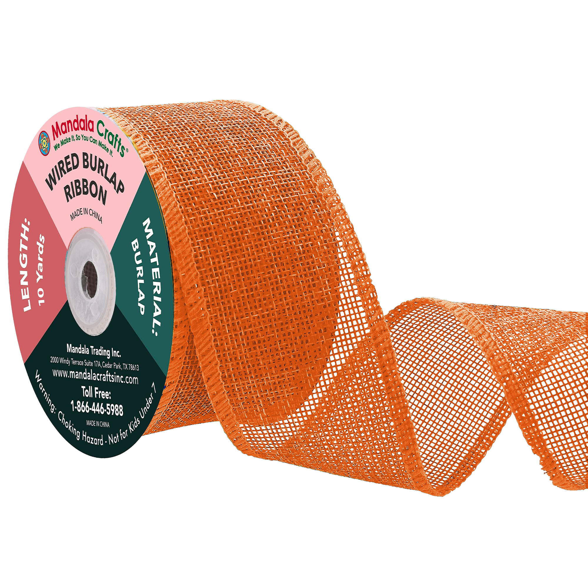 Mandala Crafts Wired Burlap Ribbon for Wreath, Crafts, Fall, Holiday, Wedding Decoration, Tree, Gift Wrap, 10 Yards