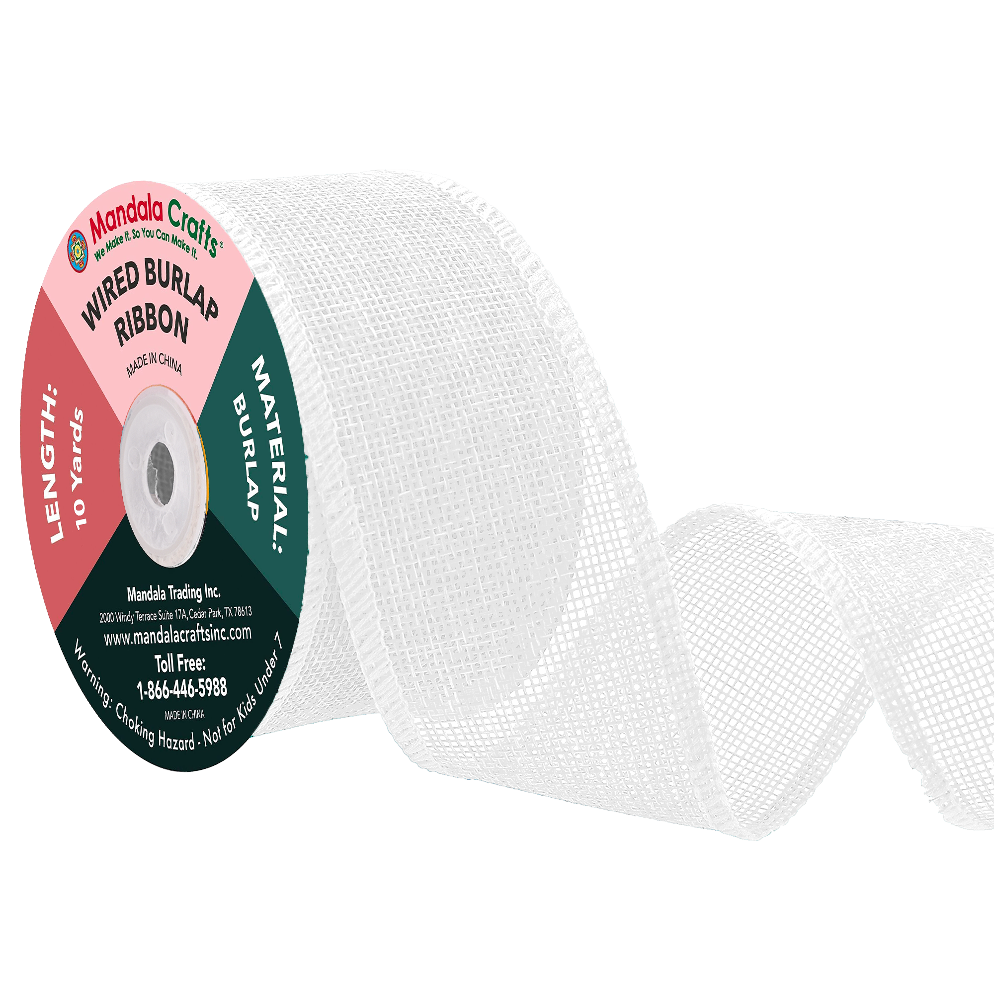 Mandala Crafts Wired Burlap Ribbon for Wreath, Crafts, Fall, Holiday, Wedding Decoration, Tree, Gift Wrap, 10 Yards