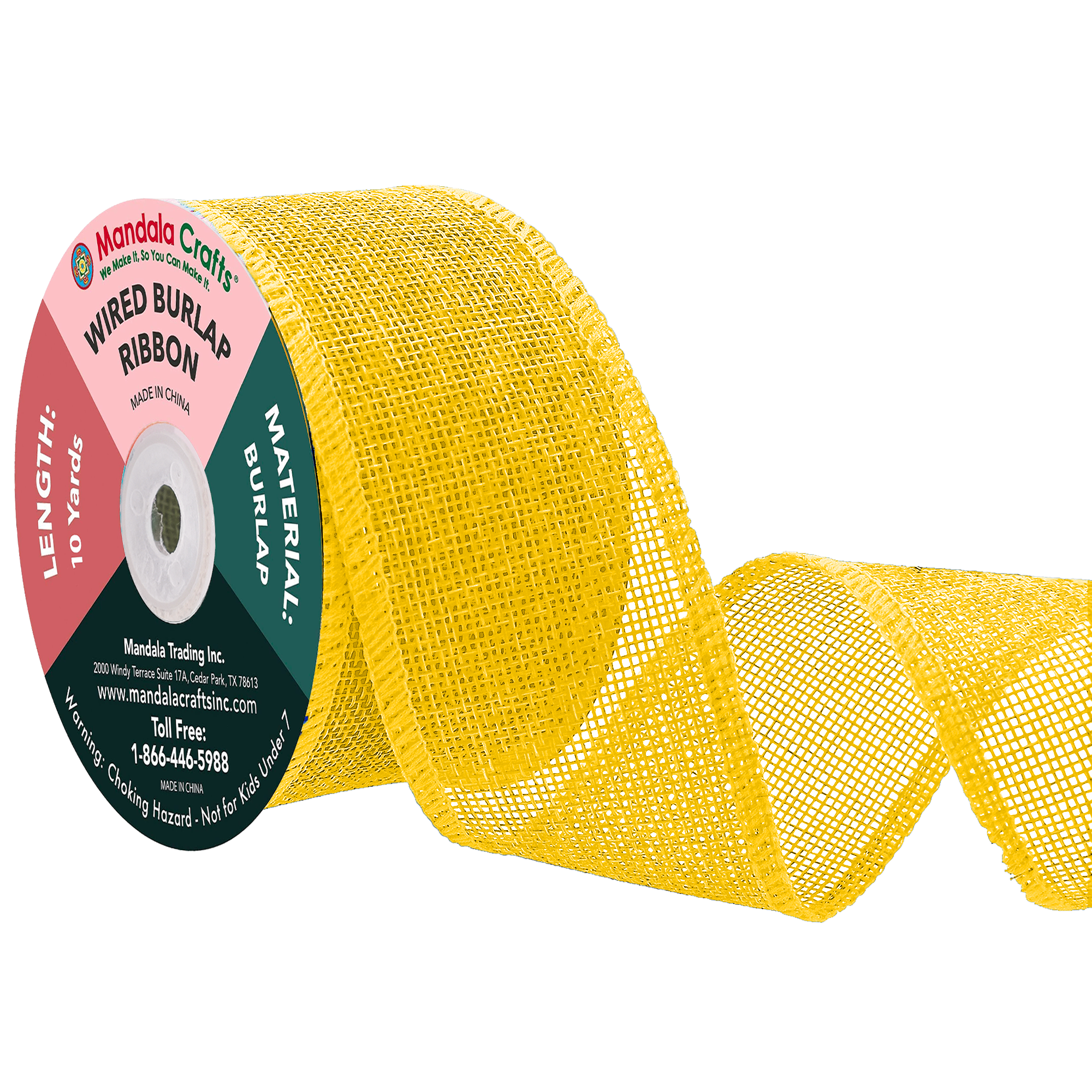 Mandala Crafts Wired Burlap Ribbon for Wreath, Crafts, Fall, Holiday, Wedding Decoration, Tree, Gift Wrap, 10 Yards