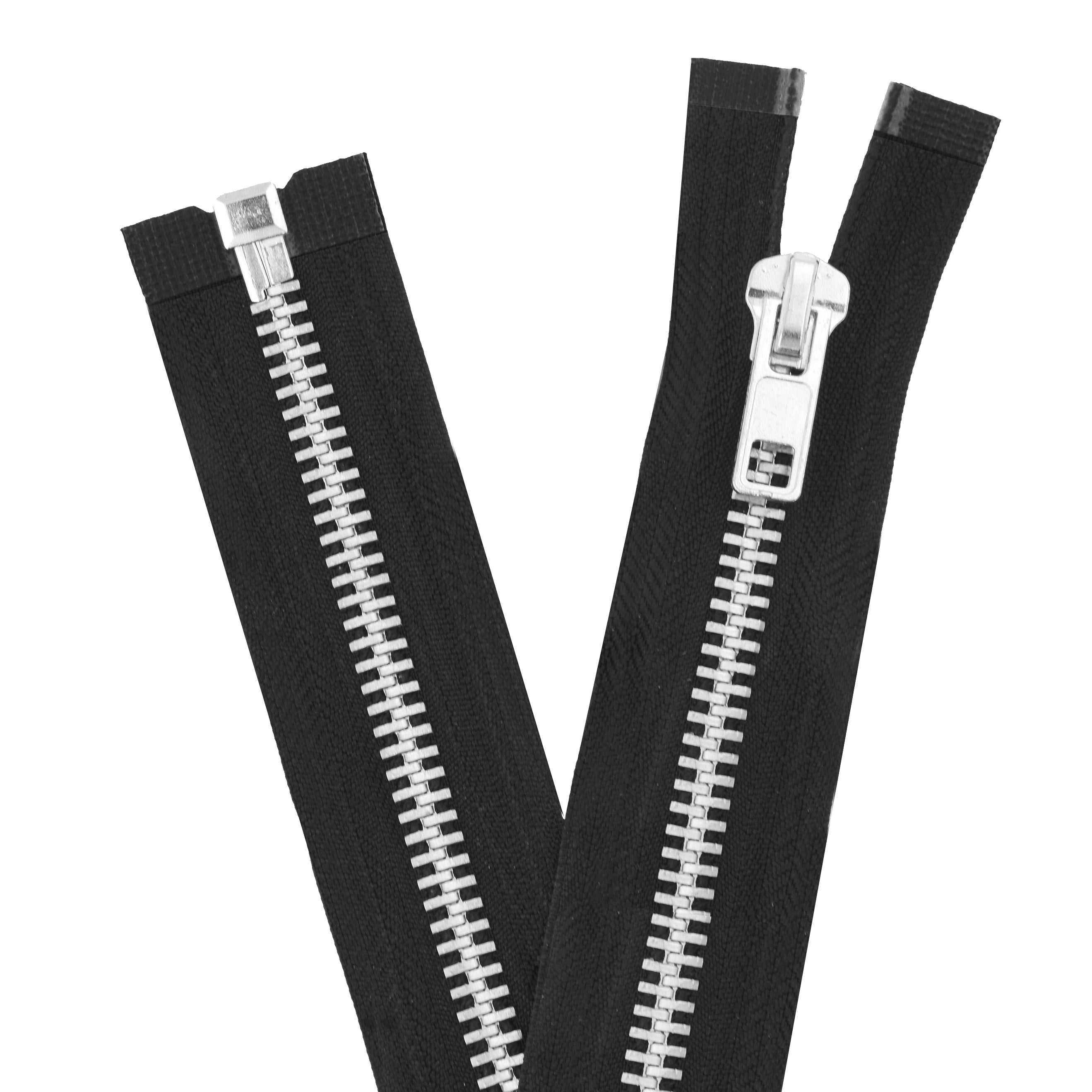 Black Heavy Duty Zippers #10 Black Metal Zippers for Sewing Silver
