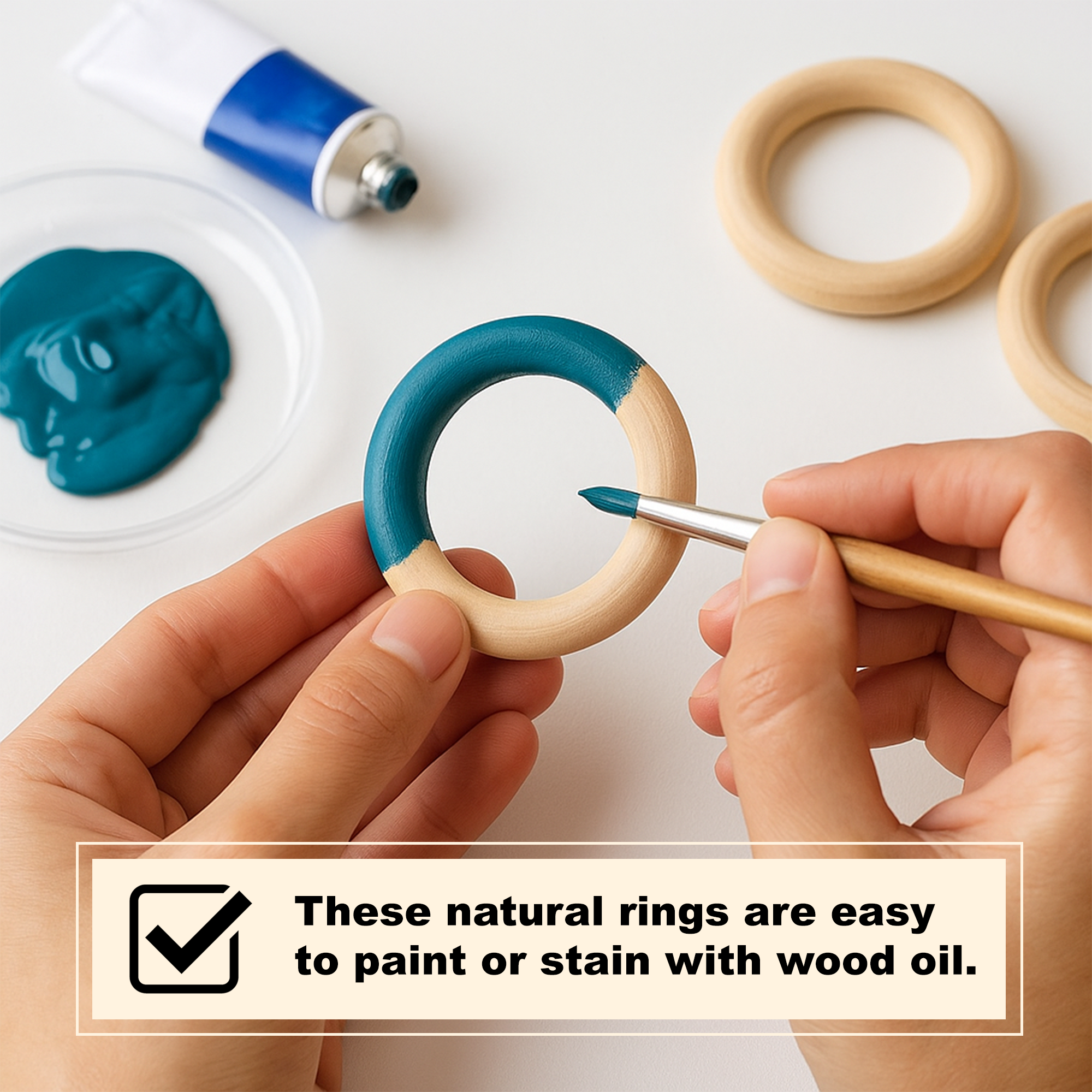 Natural Wood Rings for Crafts Macramé Wooden Rings for Crafts Natural Unfinished Wood Rings for Macrame Rings Knitting Jewelry Making