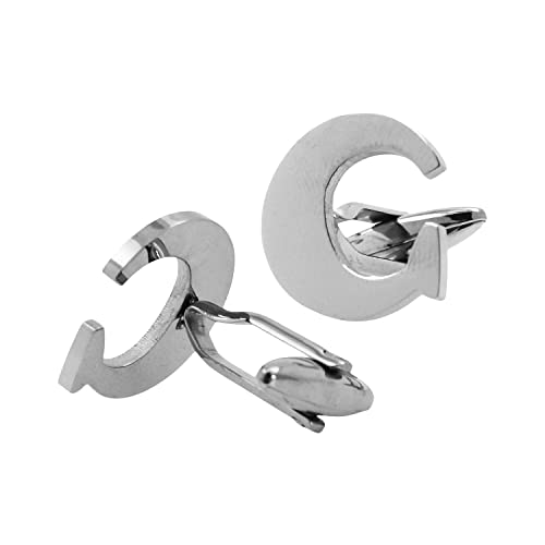 Mudra Crafts Letter C Initial Cufflinks for Men Set - Mens Stainless Cuff Links with Initials - Monogram Stainless Steel Alphabet Cufflinks