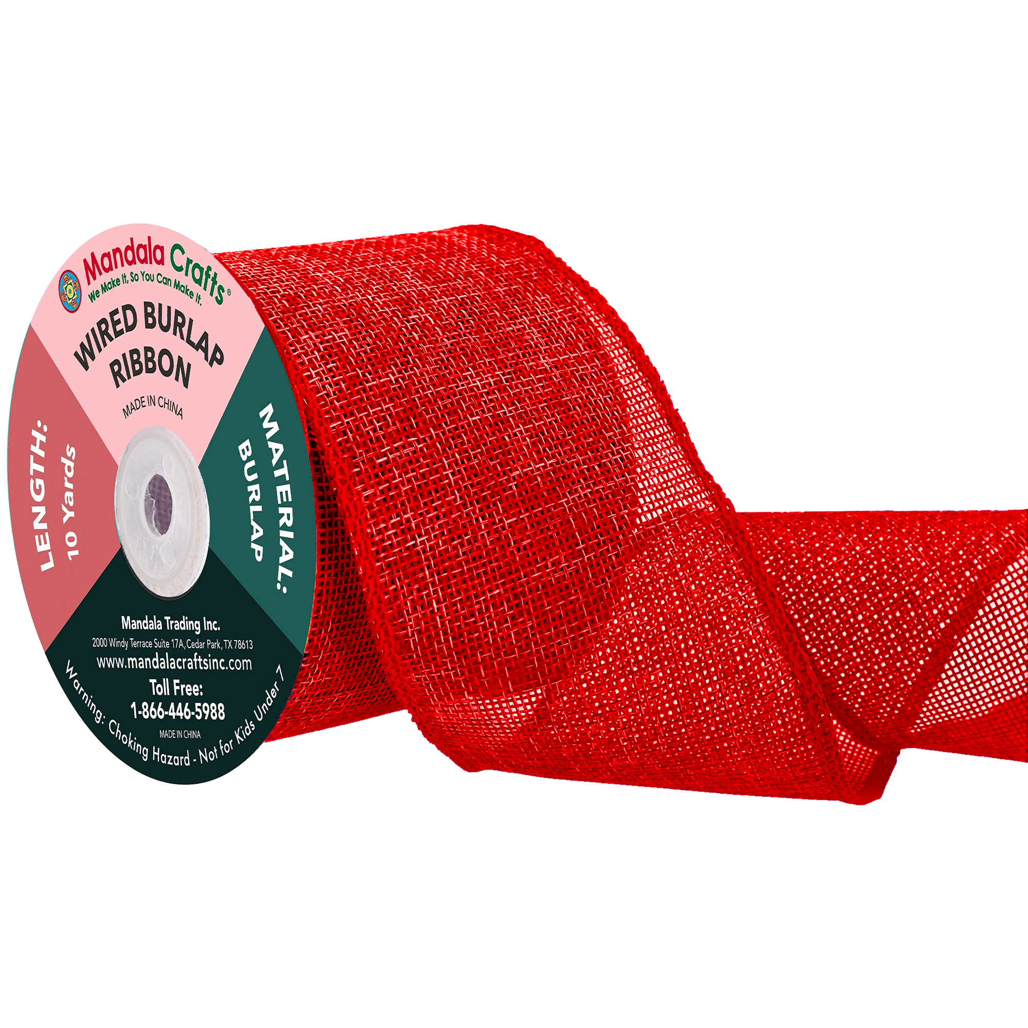 Mandala Crafts Wired Burlap Ribbon for Wreath, Crafts, Fall, Holiday, Wedding Decoration, Tree, Gift Wrap, 10 Yards