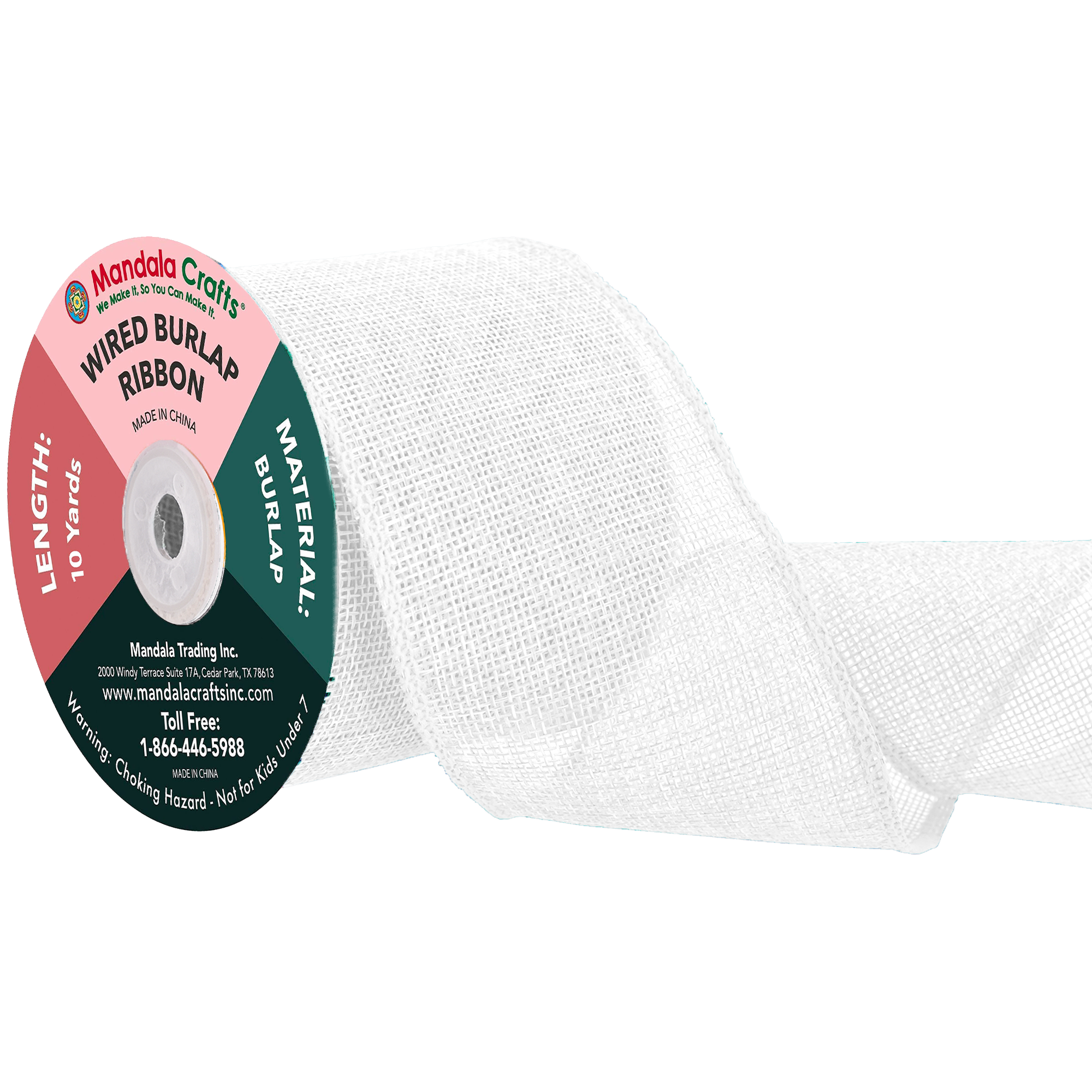 Mandala Crafts Wired Burlap Ribbon for Wreath, Crafts, Fall, Holiday, Wedding Decoration, Tree, Gift Wrap, 10 Yards