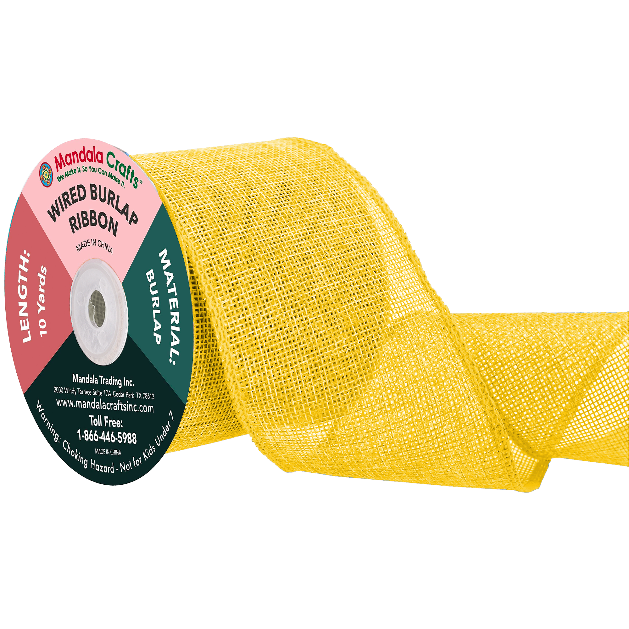 Mandala Crafts Wired Burlap Ribbon for Wreath, Crafts, Fall, Holiday, Wedding Decoration, Tree, Gift Wrap, 10 Yards