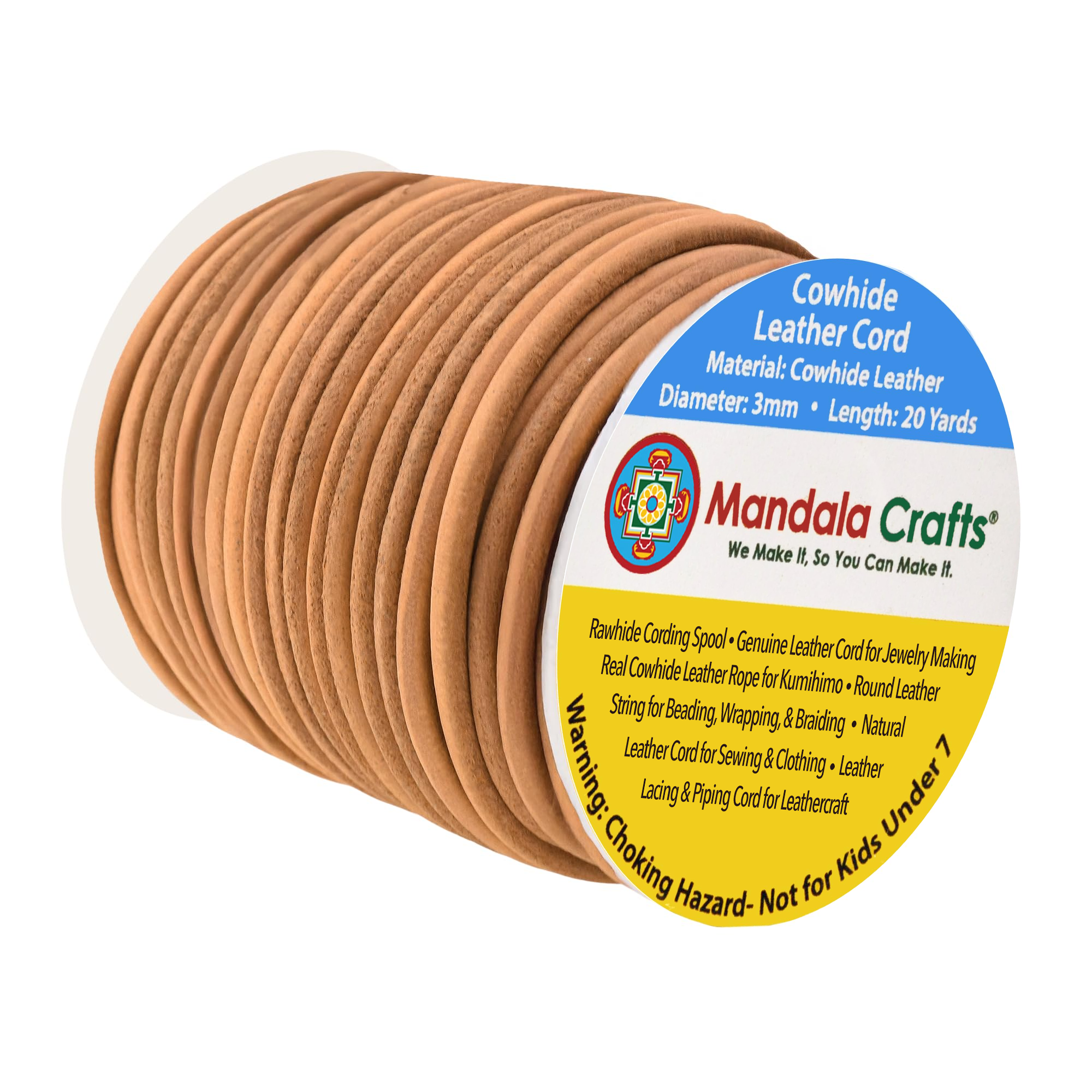 Round Cowhide Genuine Leather String Cord, Natural Rawhide Rope for Jewelry Making, Kumihimo Braiding, Shoelaces