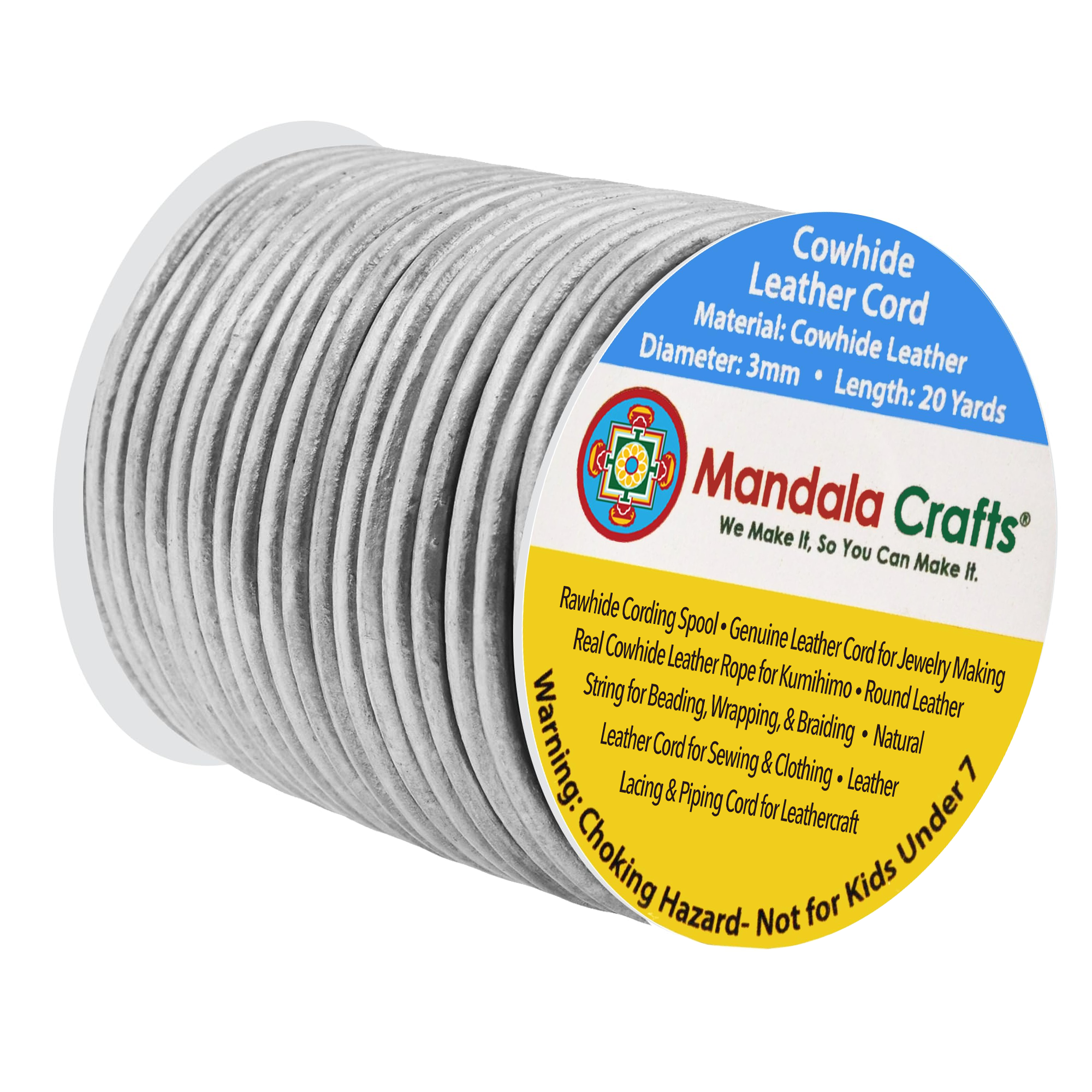 Round Cowhide Genuine Leather String Cord, Natural Rawhide Rope for Jewelry Making, Kumihimo Braiding, Shoelaces