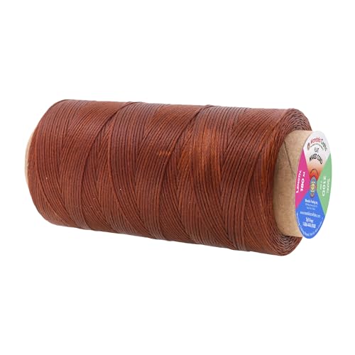 Flat Waxed Thread for Leather Sewing - Leather Thread Wax String Polyester Cord for Leather Craft Stitching Bookbinding by Mandala Crafts