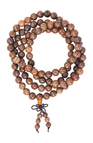 Mandala Crafts Wood Mala Beads Necklace ÃÂ Japa Mala Beads 108 Necklace ÃÂ 108 Mala Beads Bracelet Mala Prayer Beads Necklace for Men Women Mala Meditation Beads Wenge Wood