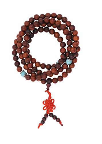 Mandala Crafts Natural Wood Mala Beads Necklace Japa Mala Beads 108 Necklace 108 Mala Beads Bracelet Mala Prayer Beads Necklace for Men Women Mala Meditation Beads Redwood