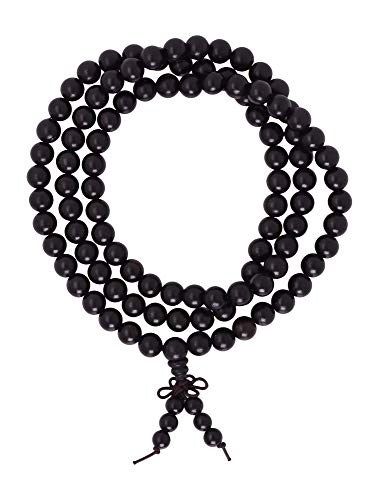 Mandala Crafts Wood Mala Beads Necklace Japa Mala Beads 108 Necklace 108 Mala Beads Bracelet Mala Prayer Beads Necklace for Men Women Mala Meditation Beads Black Wood
